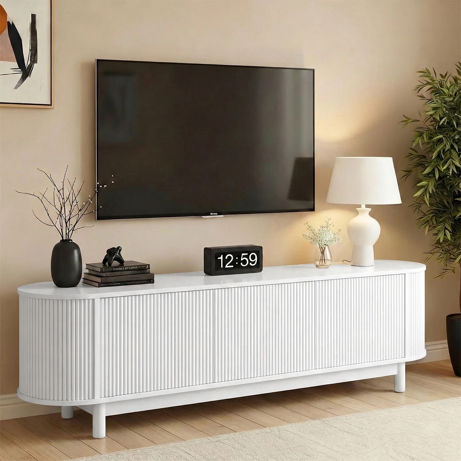 8 Artiss TV Unit Entertainment Unit Storage Cabinet 160cm - White, 8 of 9