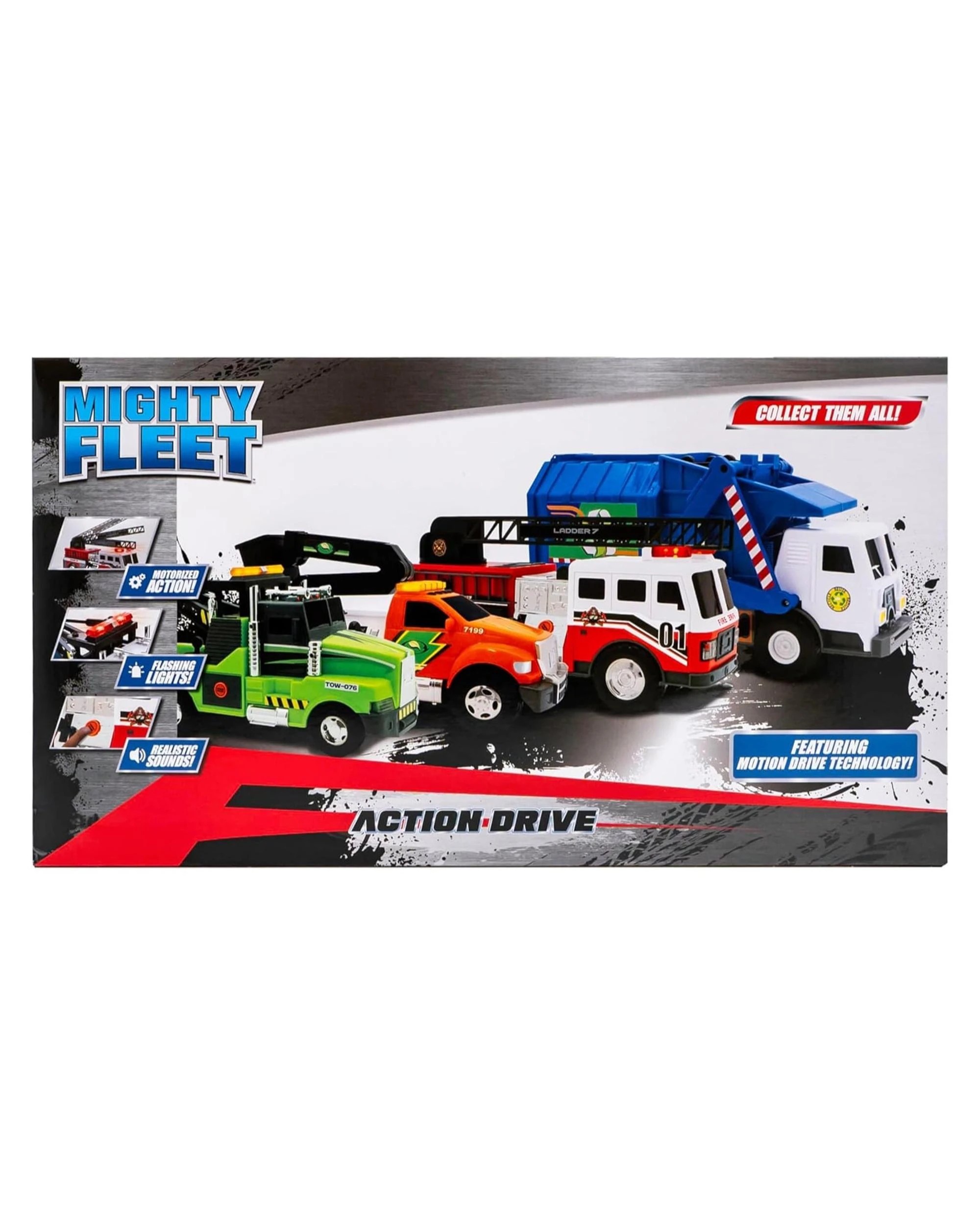 6 Mighty Fleet Action Drive Tow Truck 16 inch Vehicle - Green, 6 of 6