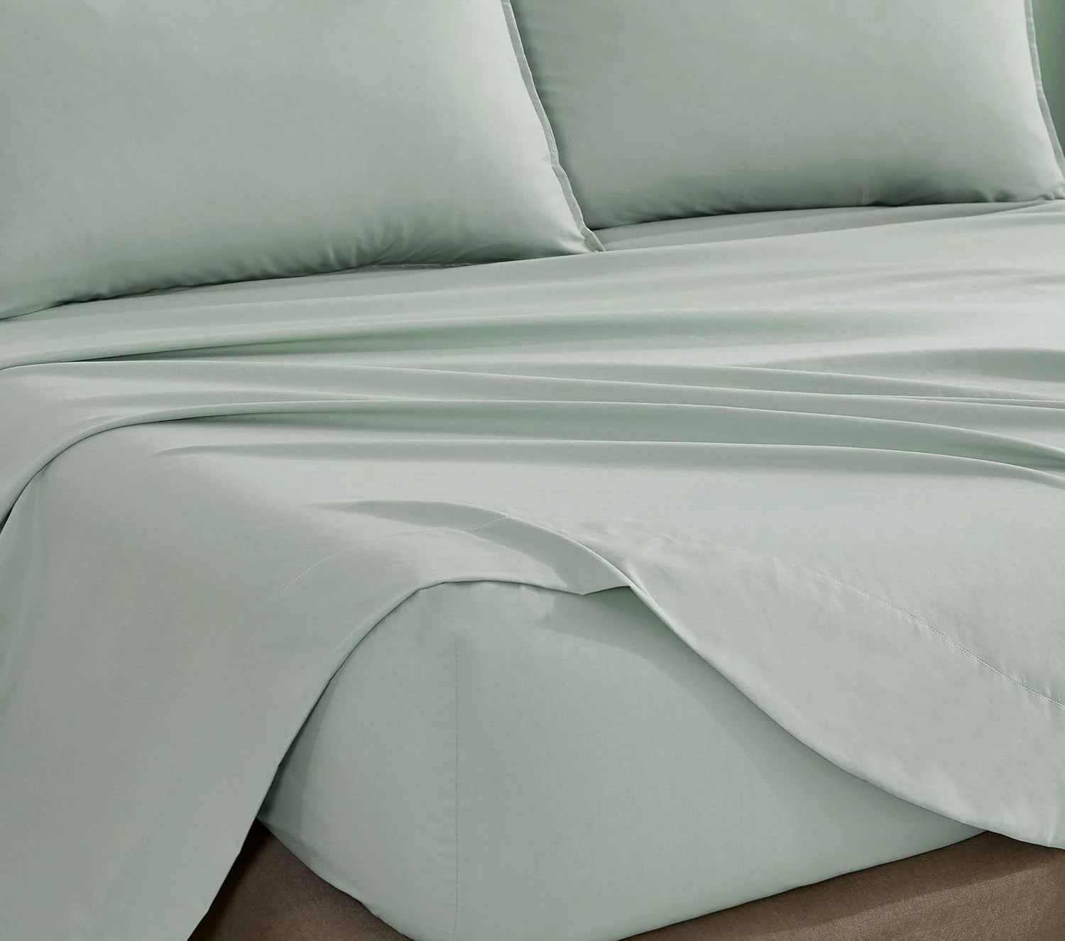 3 CleverPolly 100% Vintage Washed Microfibre Sheet Set - Sage - King Bed, 3 of 6