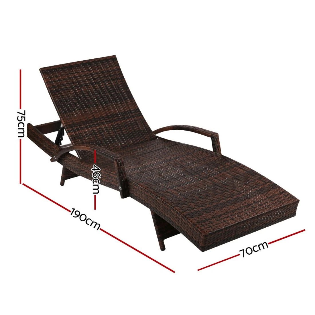 2 Gardeon Sun Lounger - Brown, 2 of 8