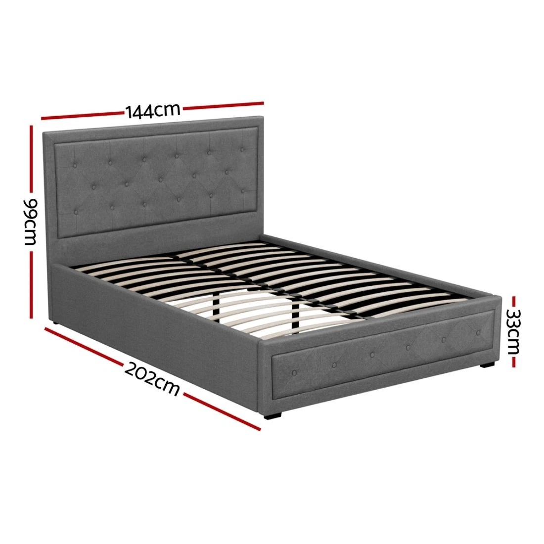 2 Artiss Bed Frame Double Size Gas Lift  TIYO - Grey, 2 of 7