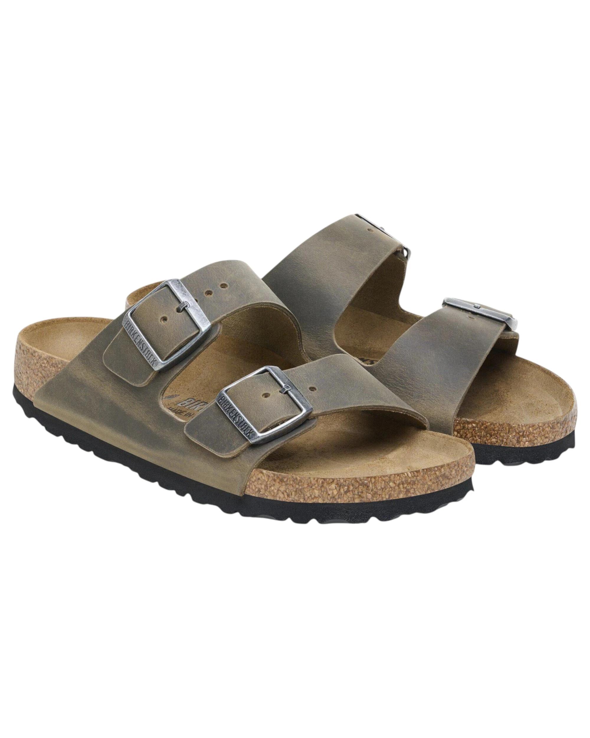 5 Birkenstock Mens Arizona Oiled Leather Regular Slip On Sandals KHAKI, 5 of 8