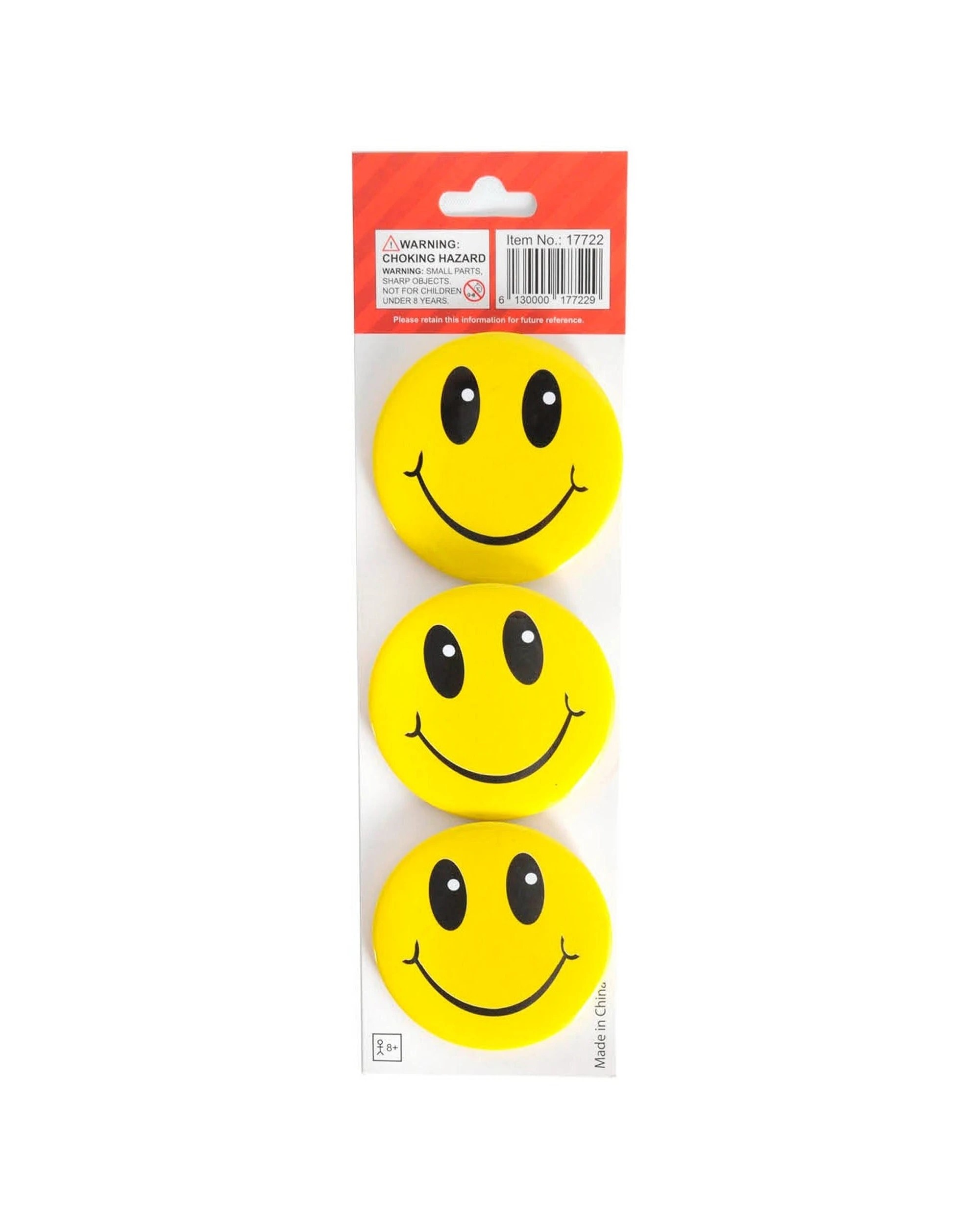 1 JD Party 3pc Smiley Face Badges Party Supplies Attire Costume Accessory - Yellow, 1 of 1