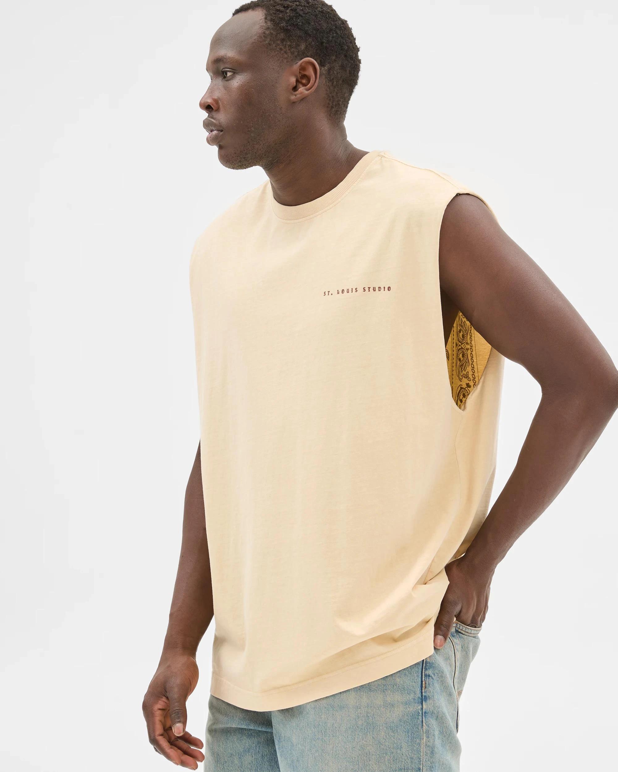 3 Australian Cotton Graphic Tank Top - Commons PAISLEY SAND, 3 of 6