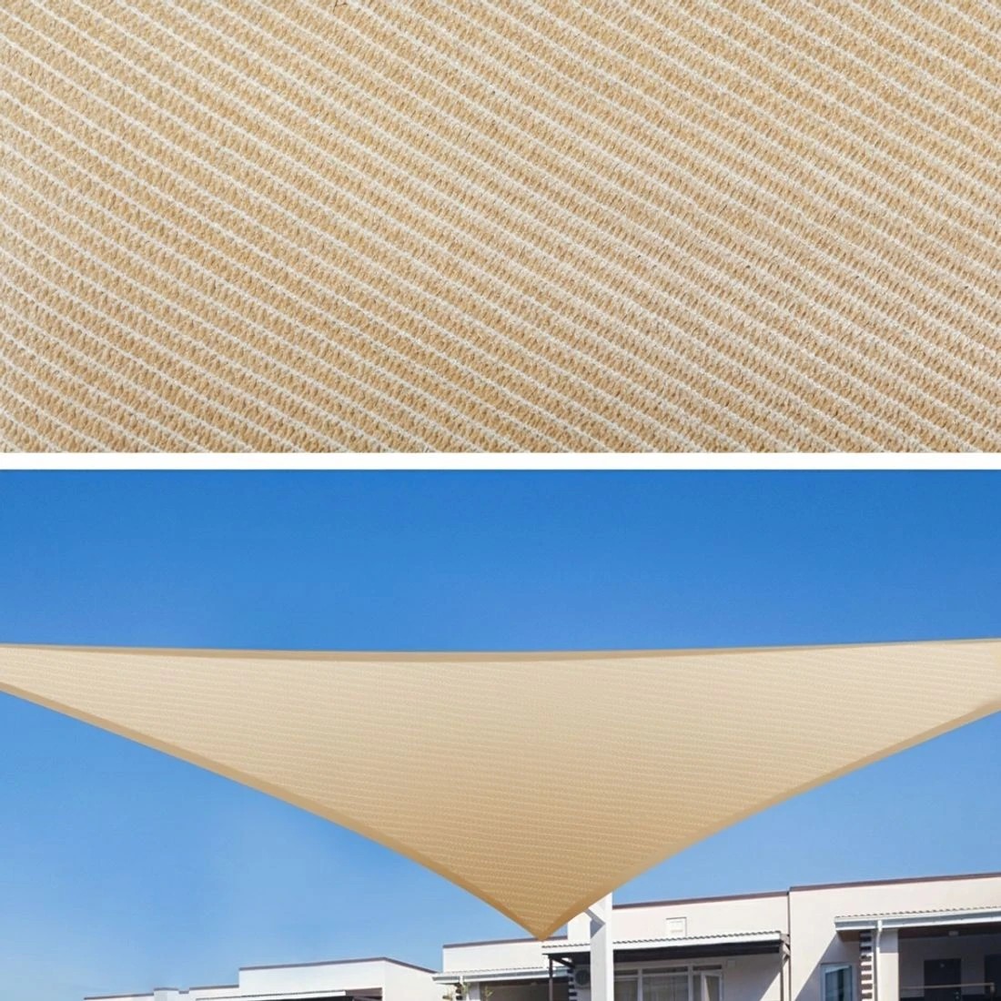 4 Instahut Shade Sail Cloth Shadecloth Triangle Sun Canopy 6.1x6.1x6.1M - Beige, 4 of 5