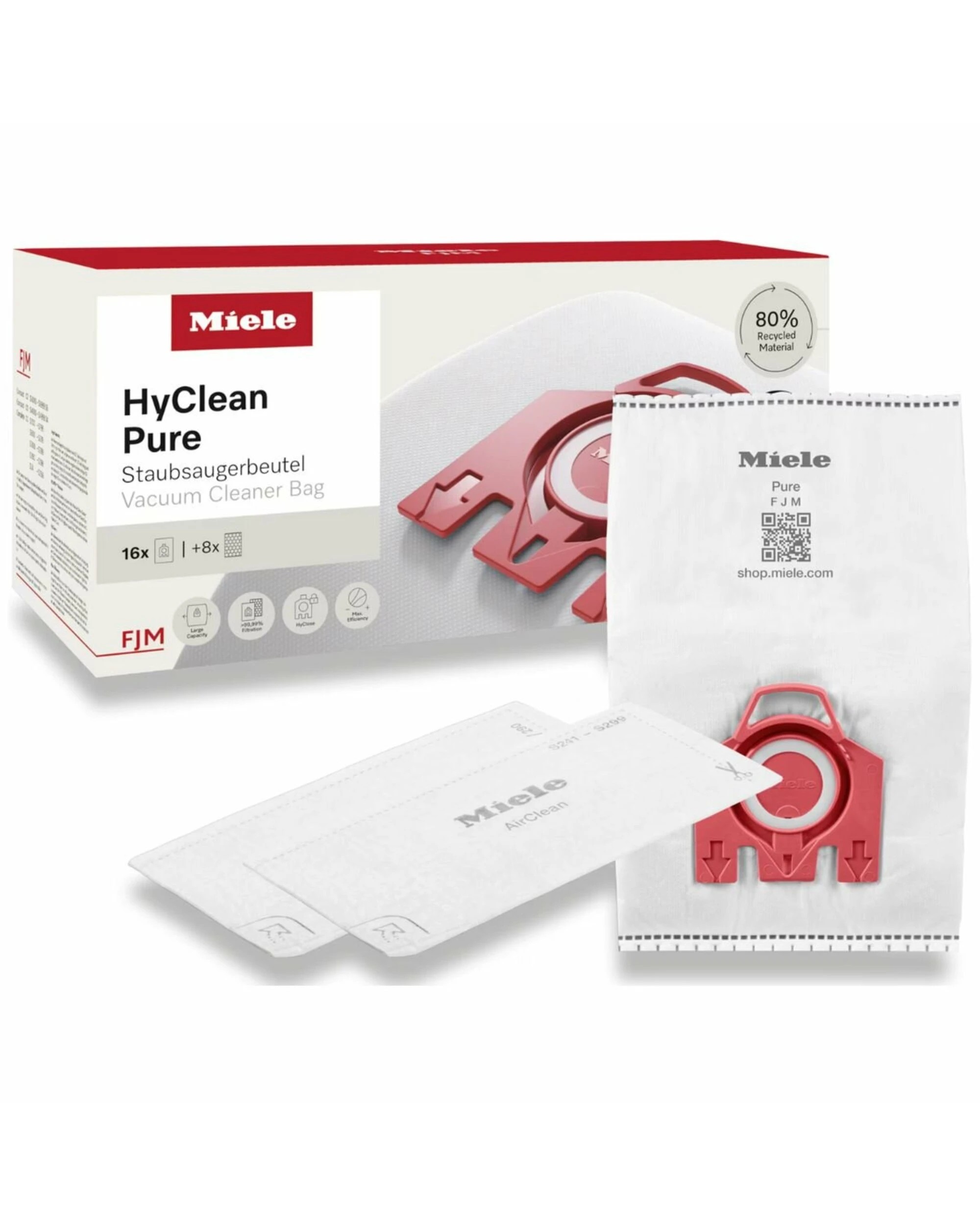 4 Miele FJM HyClean Pure Vacuum Cleaner Dustbags XXL Pack of 16, 4 of 5