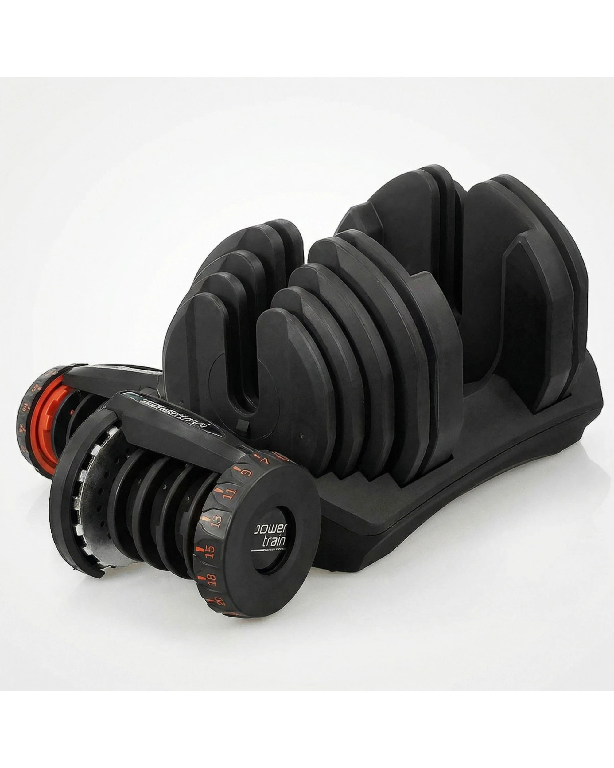 3 Powertrain 40kg Adjustable Dumbbell Home Gym Exercise Equipment With Bench - Black, 3 of 5