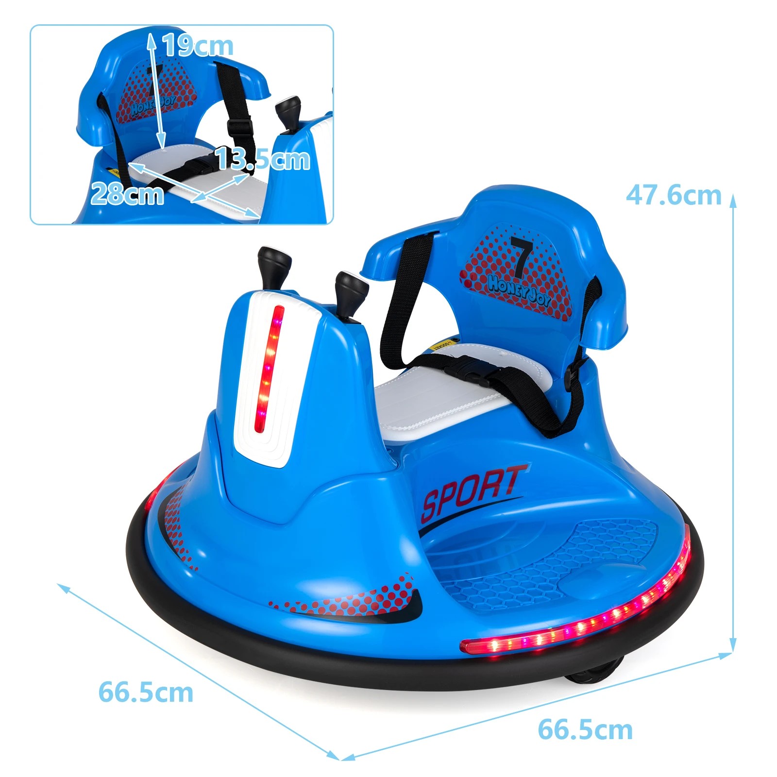 4 Costway 360° Spin Kids Bumper Car Electric Ride On Toy Vehicle - Blue, 4 of 6