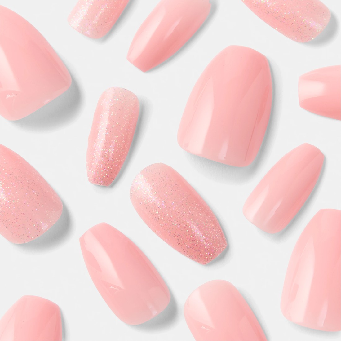 4 OXX Cosmetics 24 Pack Artificial Nails with Adhesive - Coffin Shape, Pink Shimmer, 4 of 5