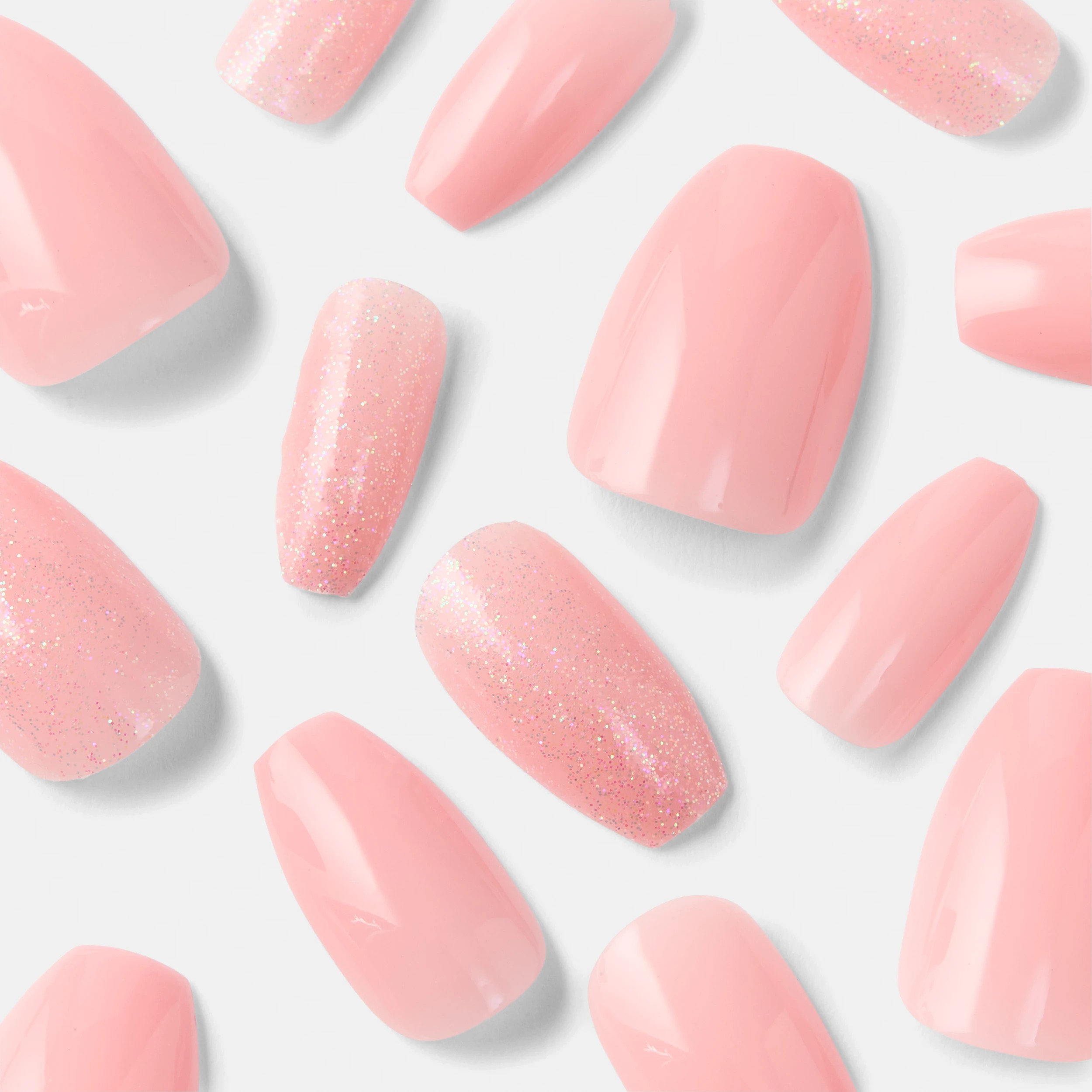 4 OXX Cosmetics 24 Pack Artificial Nails with Adhesive - Coffin Shape, Pink Shimmer, 4 of 5