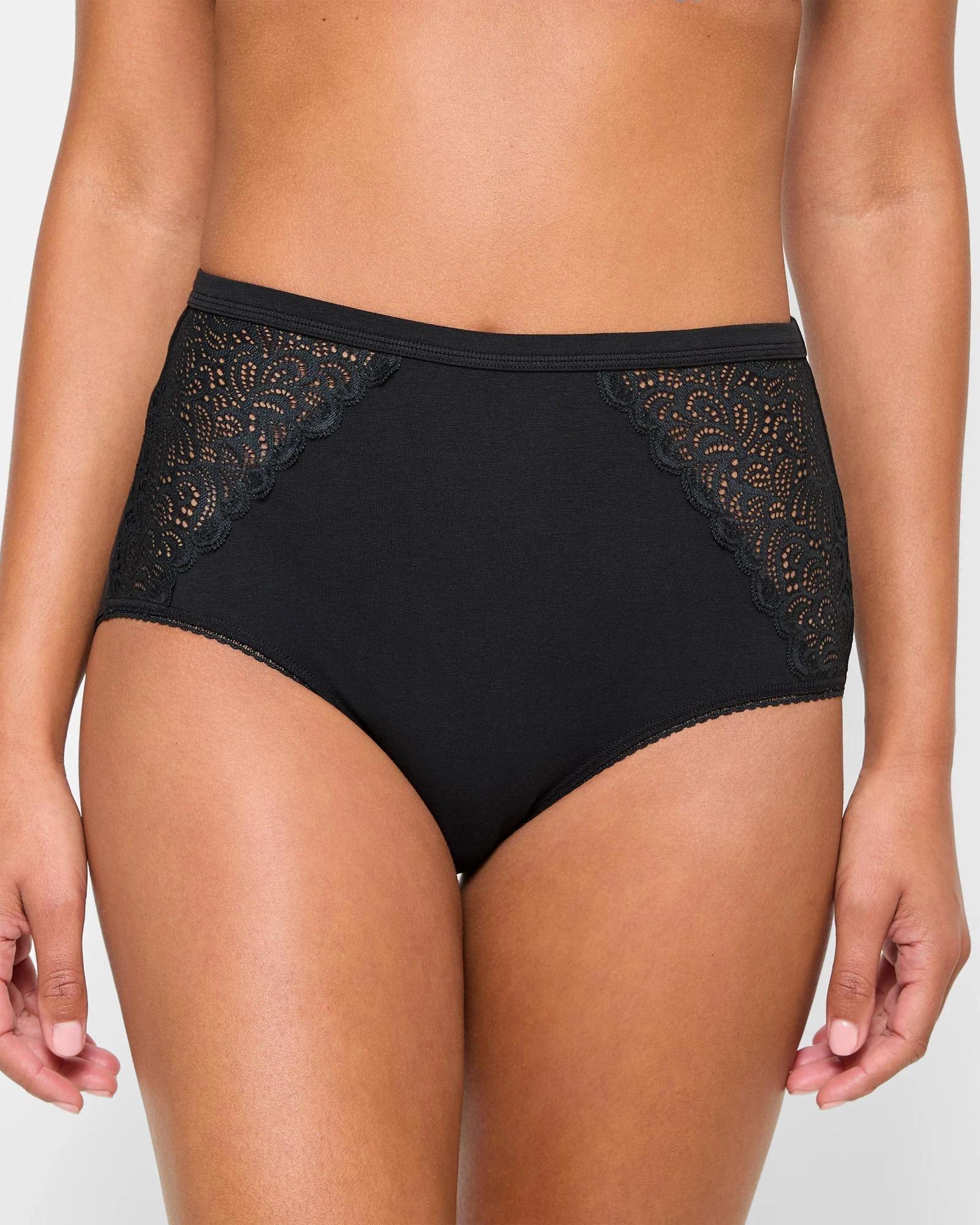 2 Target Woman Australian Cotton Blend Cotton and Lace Full Briefs BLACK, 2 of 4