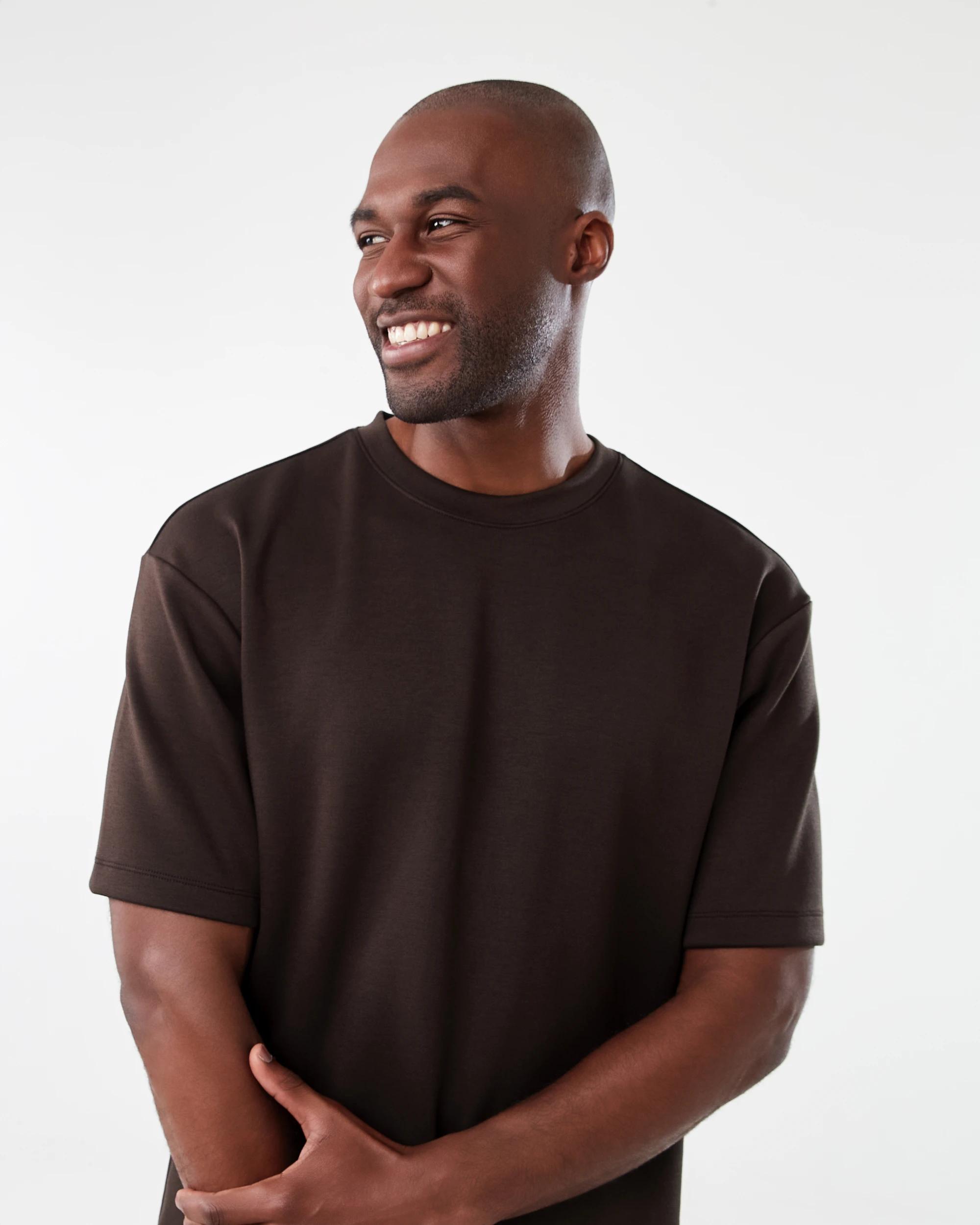 4 Active Mens Oversized Scuba T-shirt Brn Maogny, 4 of 6