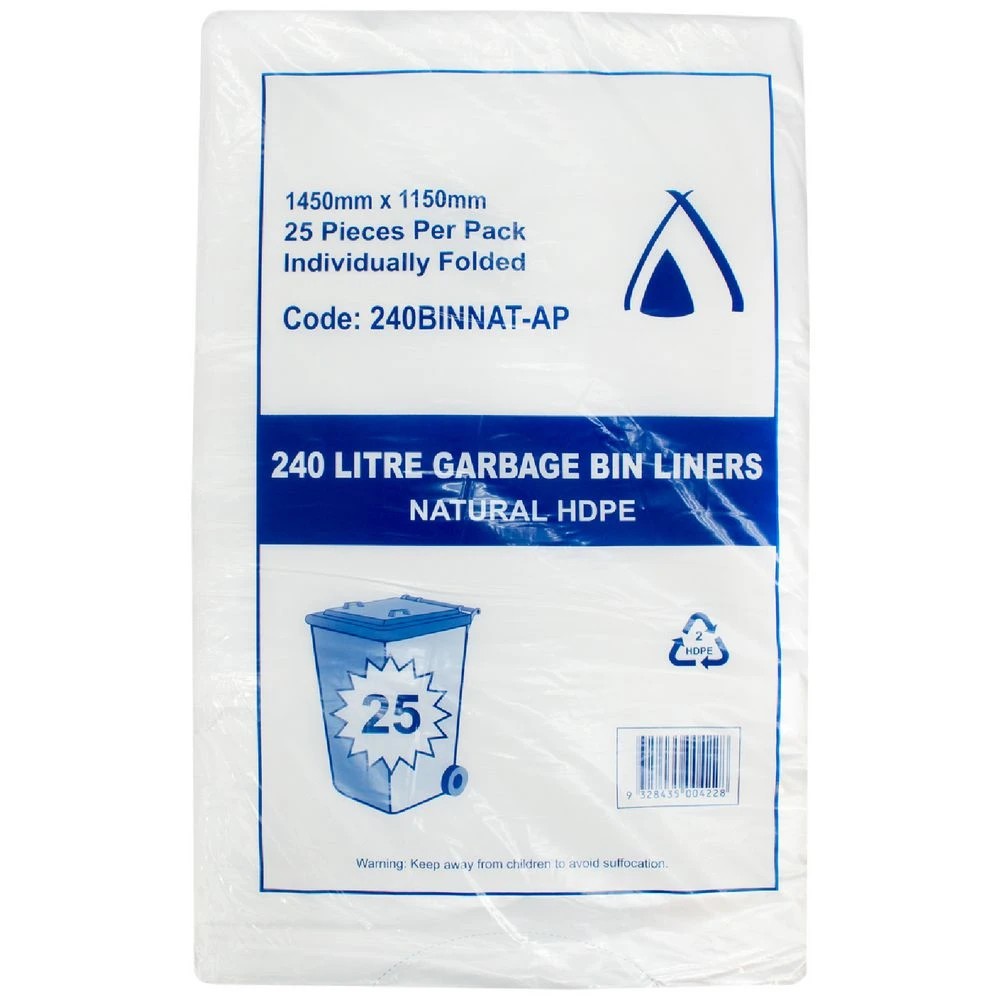 1 Tailored Packaging HDPE Bin Liners 240L x 25, 1 of 1