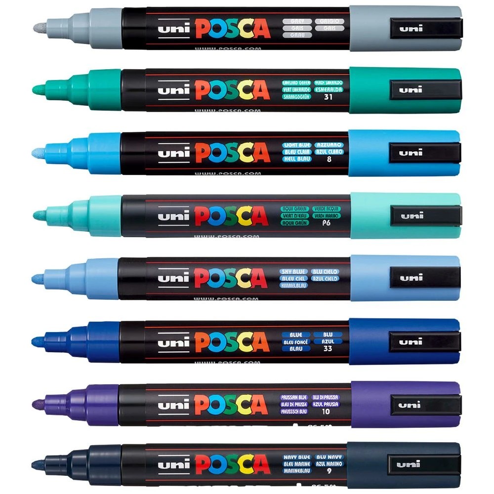 2 POSCA PC5M Paint Markers Cool Colours 8 Pack, 2 of 3
