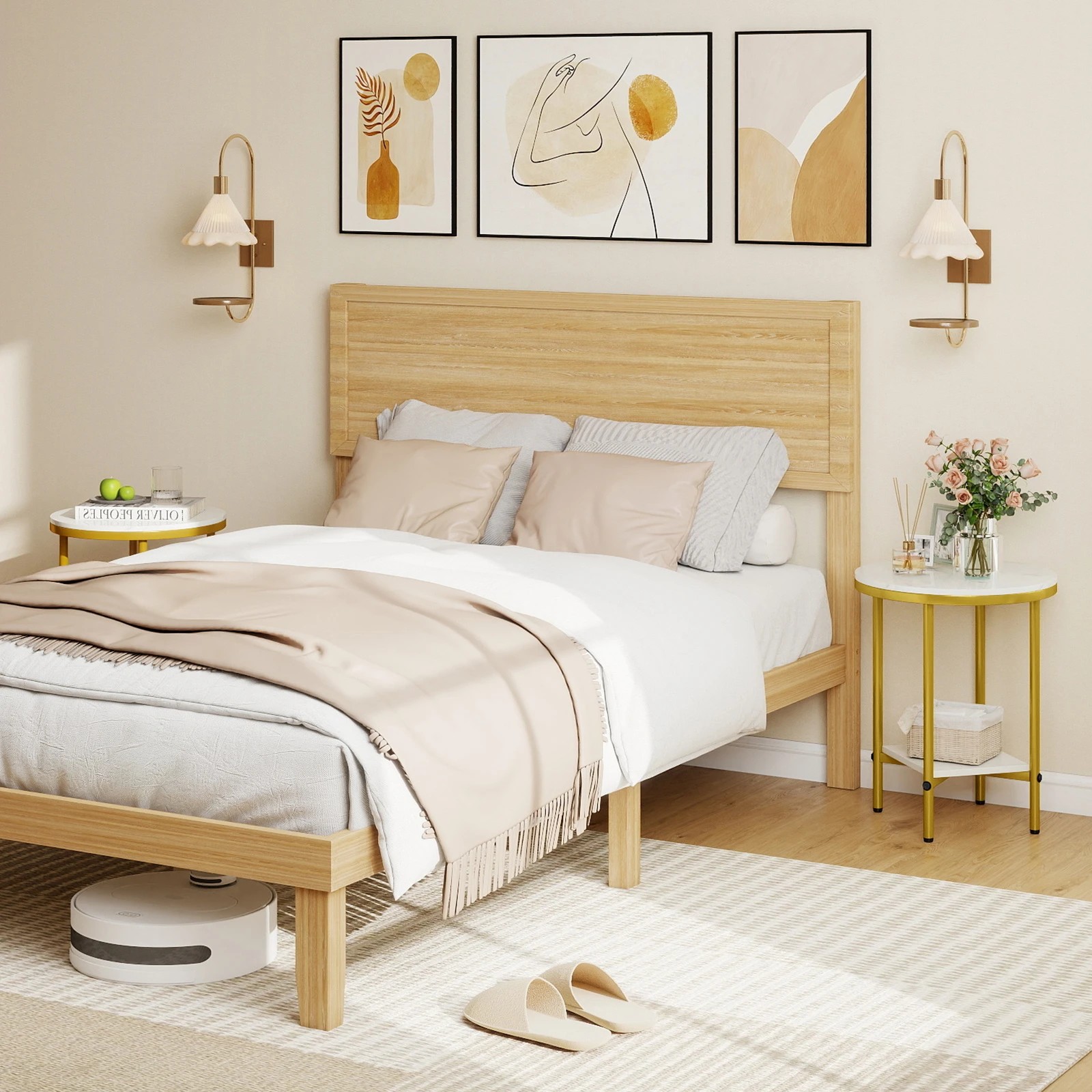 4 Costway 2-Tier Modern End Side Table Faux Marble Top Accent Table Nightstand, 4 of 5