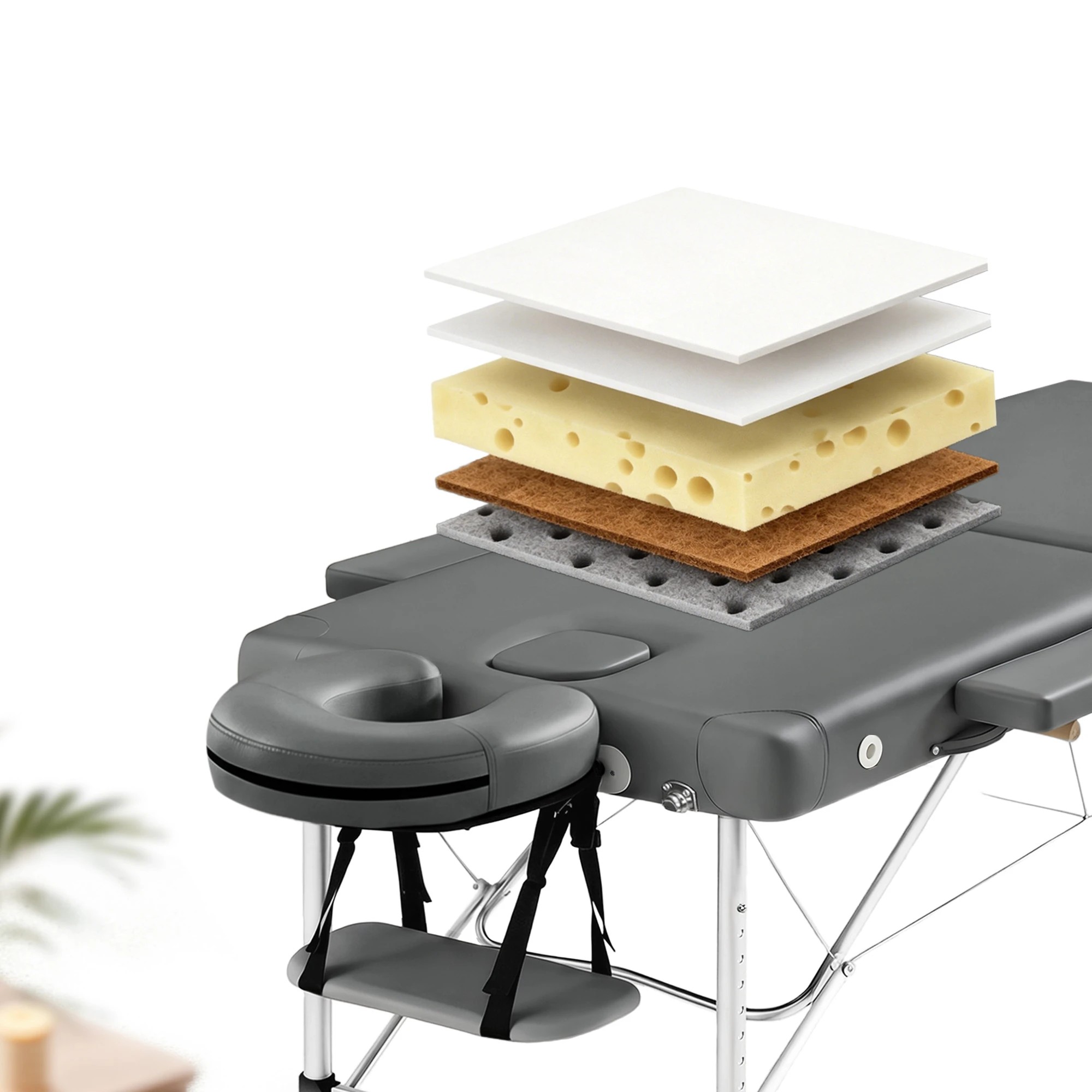 9 Zenses Massage Table 55cm Portable 2 Fold Aluminium Beauty Bed - Grey, 9 of 10