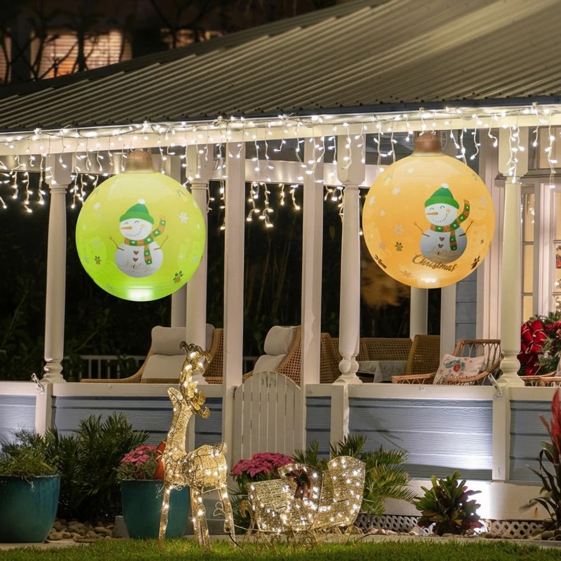 5 Jingle Jollys Christmas Inflatable Ball 60cm Led Illuminated Snowman Xmas Decor - Gold, 5 of 6