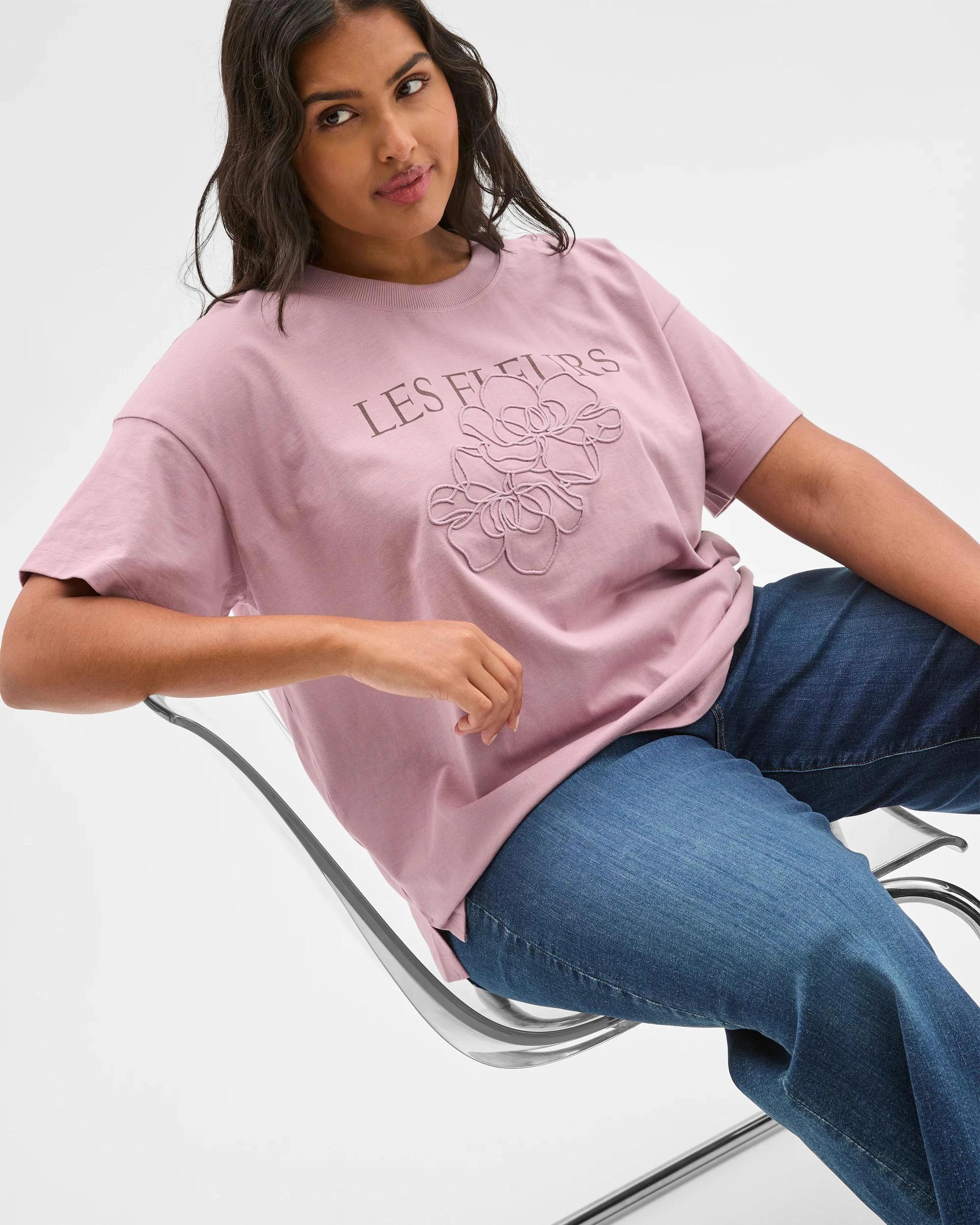 2 Target Plus Size Australian Cotton Graphic Split Hem T-Shirt ELDERBERRY, 2 of 5