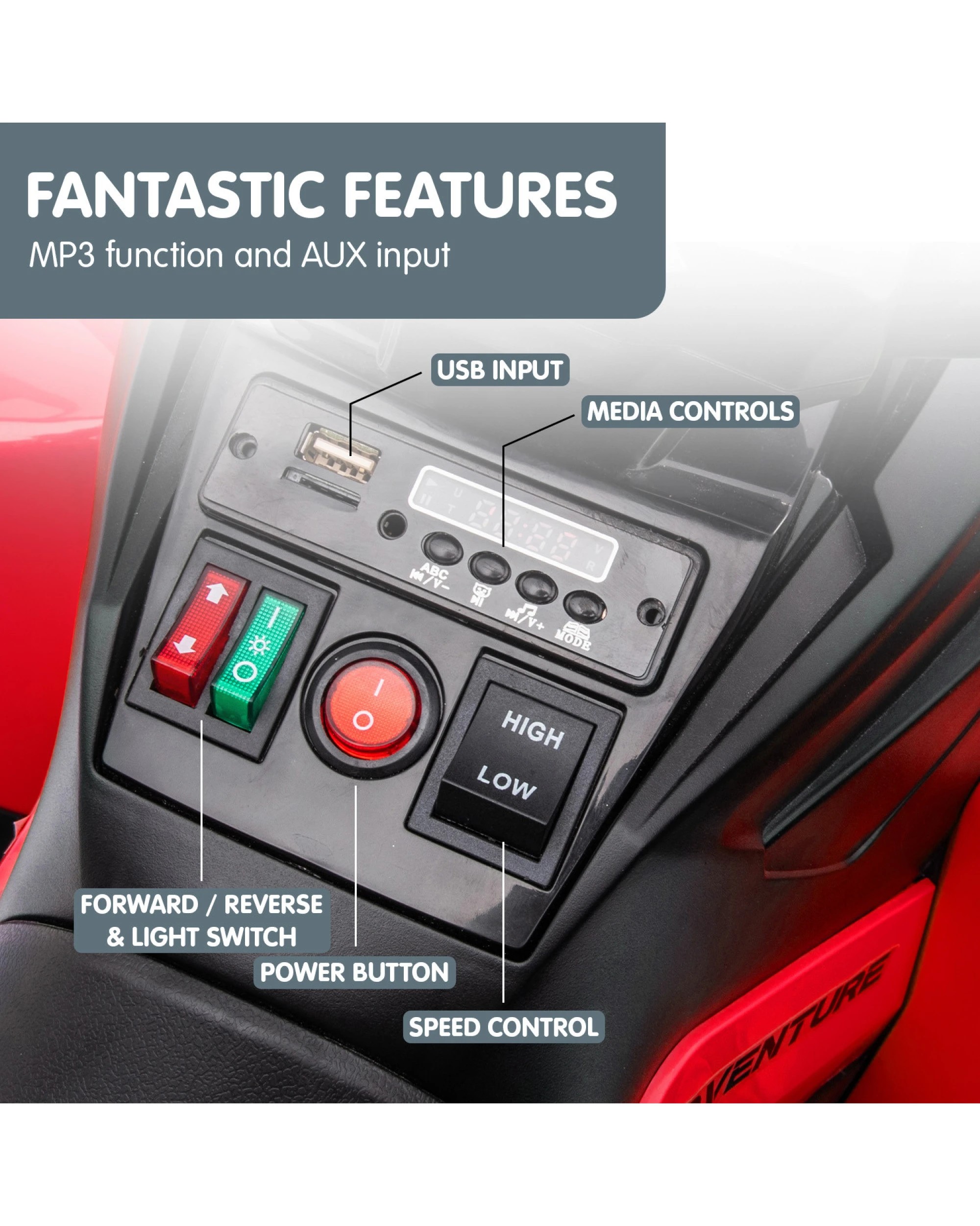 8 Kahuna Gts99 Kids Electric Ride On Quad Bike Toy Atv 50w - Red, 8 of 10