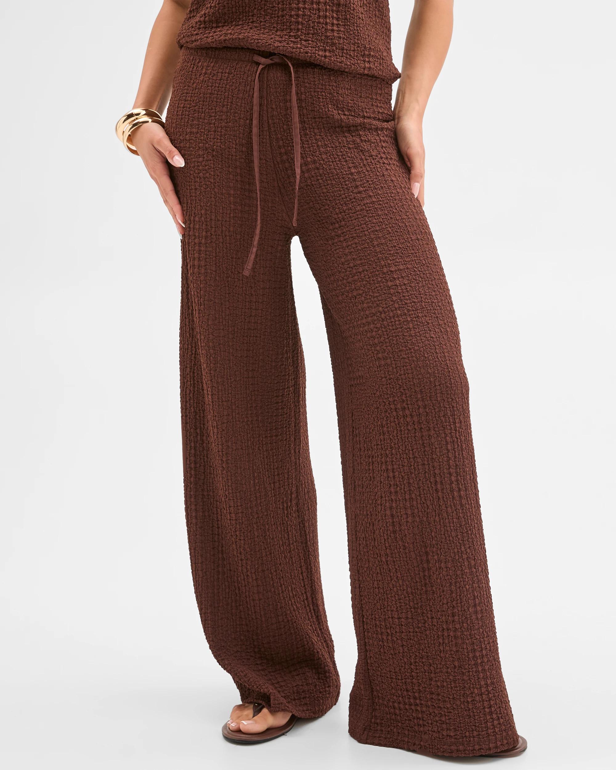 3 Lily Loves Textured Straight Leg Pants SHAVED CHOCOLATE, 3 of 6