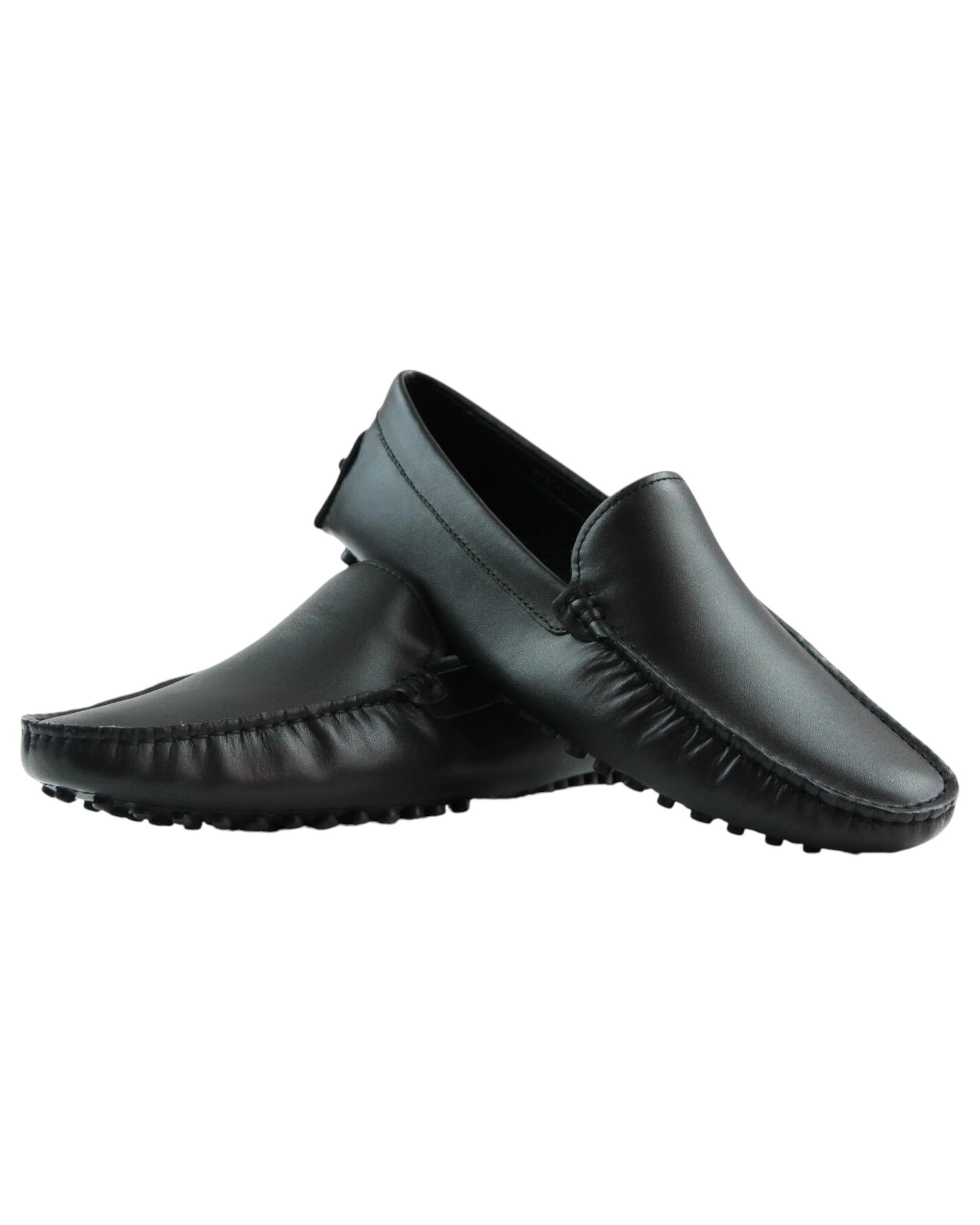 3 Zasel Mens Summer Leather Shoes Casual Slip On Boat Deck Loafers BLACK, 3 of 3