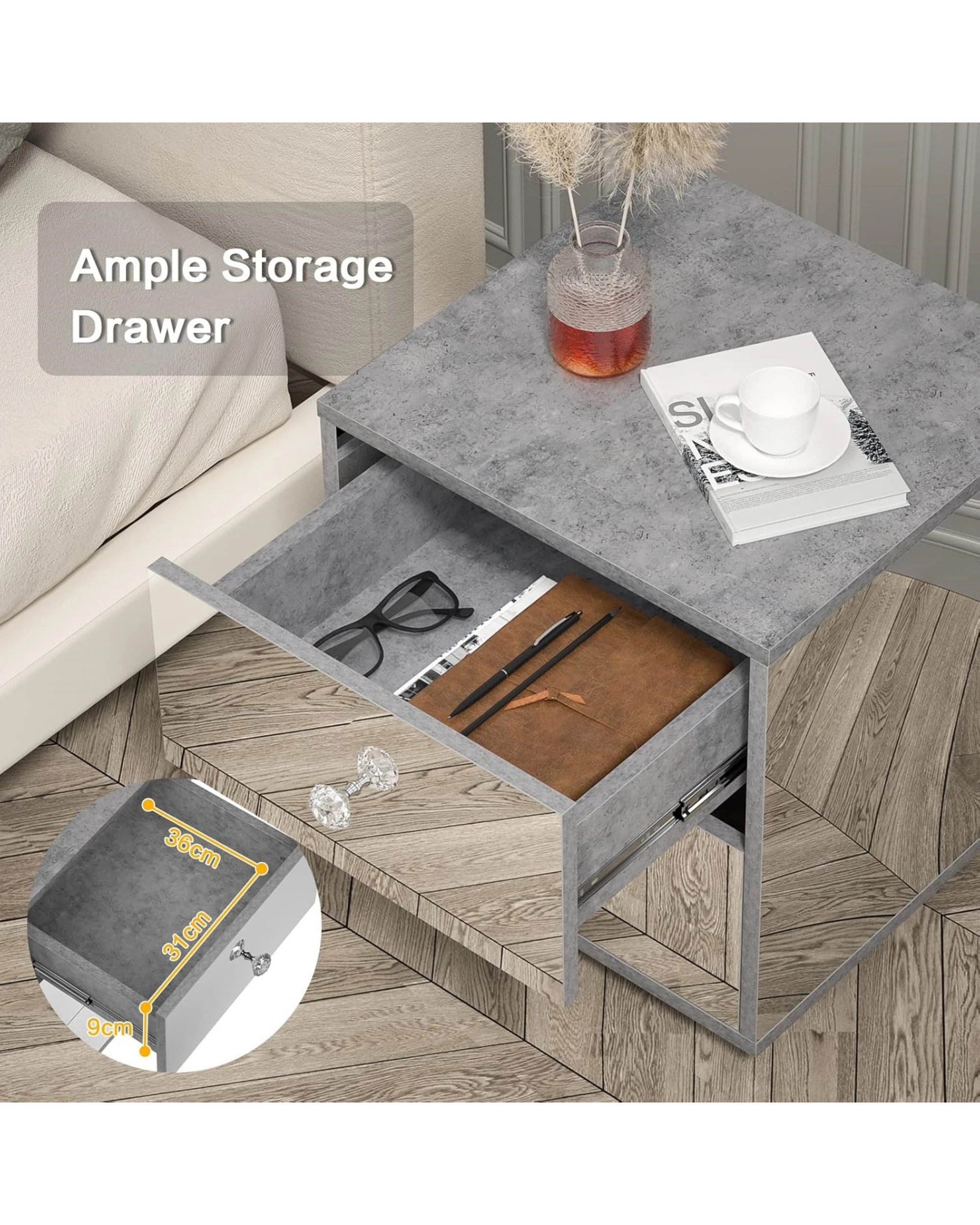4 Advwin Mirrored Bedside Table Nightstand Storage Cabinet, 4 of 8