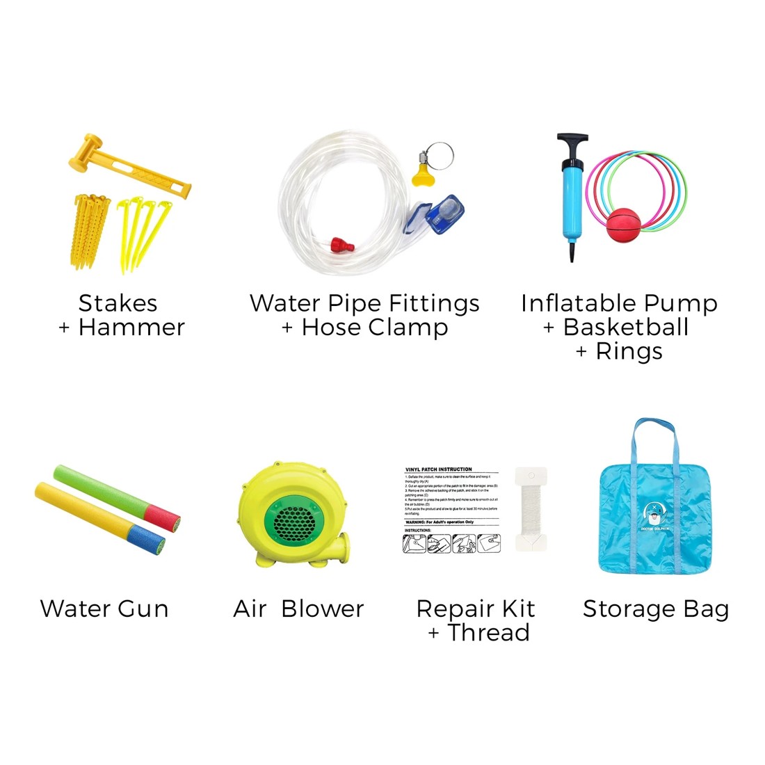 3 Doctor Dolphin 10-in-1 Inflatable Water Park Jumping Castle Dual Slides Blower
 - Multi, 3 of 10