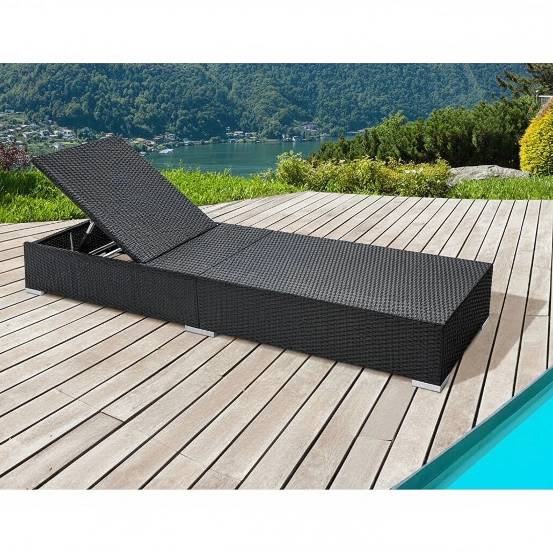 4 Gardeon 2PC Sun Lounge Wicker Lounger Outdoor Furniture Day Bed Adjustable - Black, 4 of 5