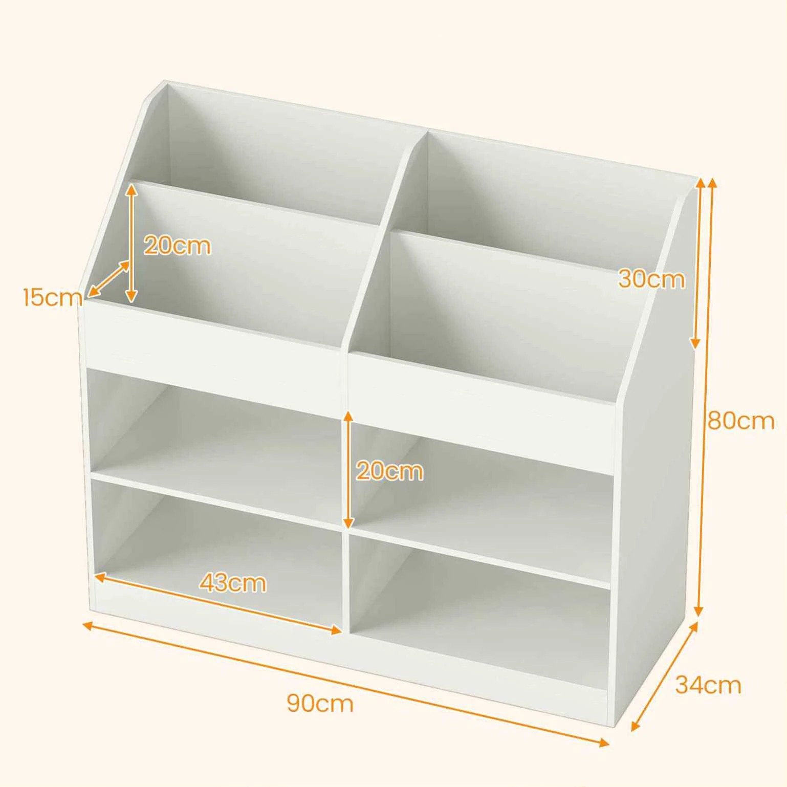 2 Costway 3-Tier Bookshelf Toy Storage Organizer Shelf Display Rack - White, 2 of 3