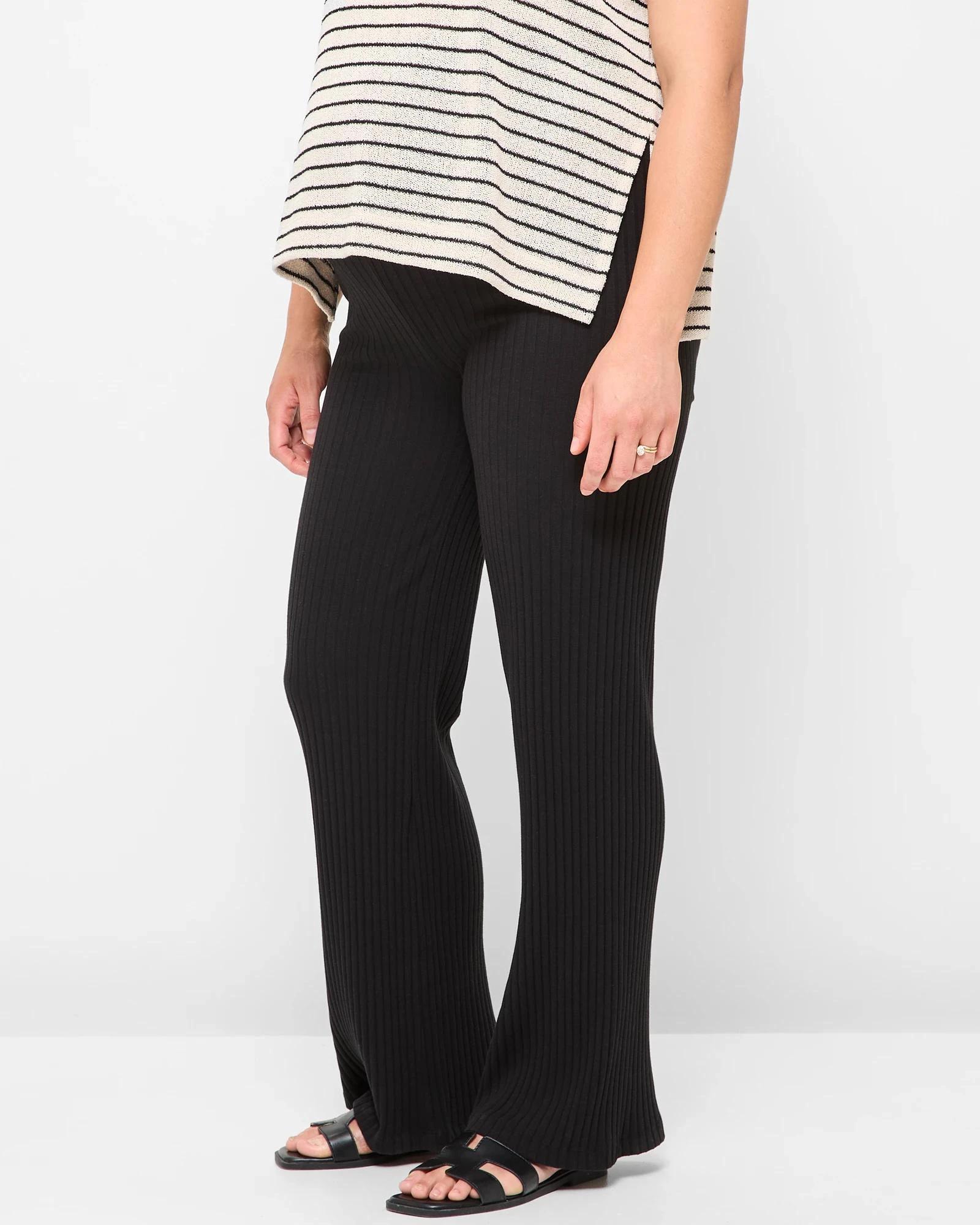 3 Target Maternity Over The Belly Rib Knit Lounge Pants BLACK, 3 of 5