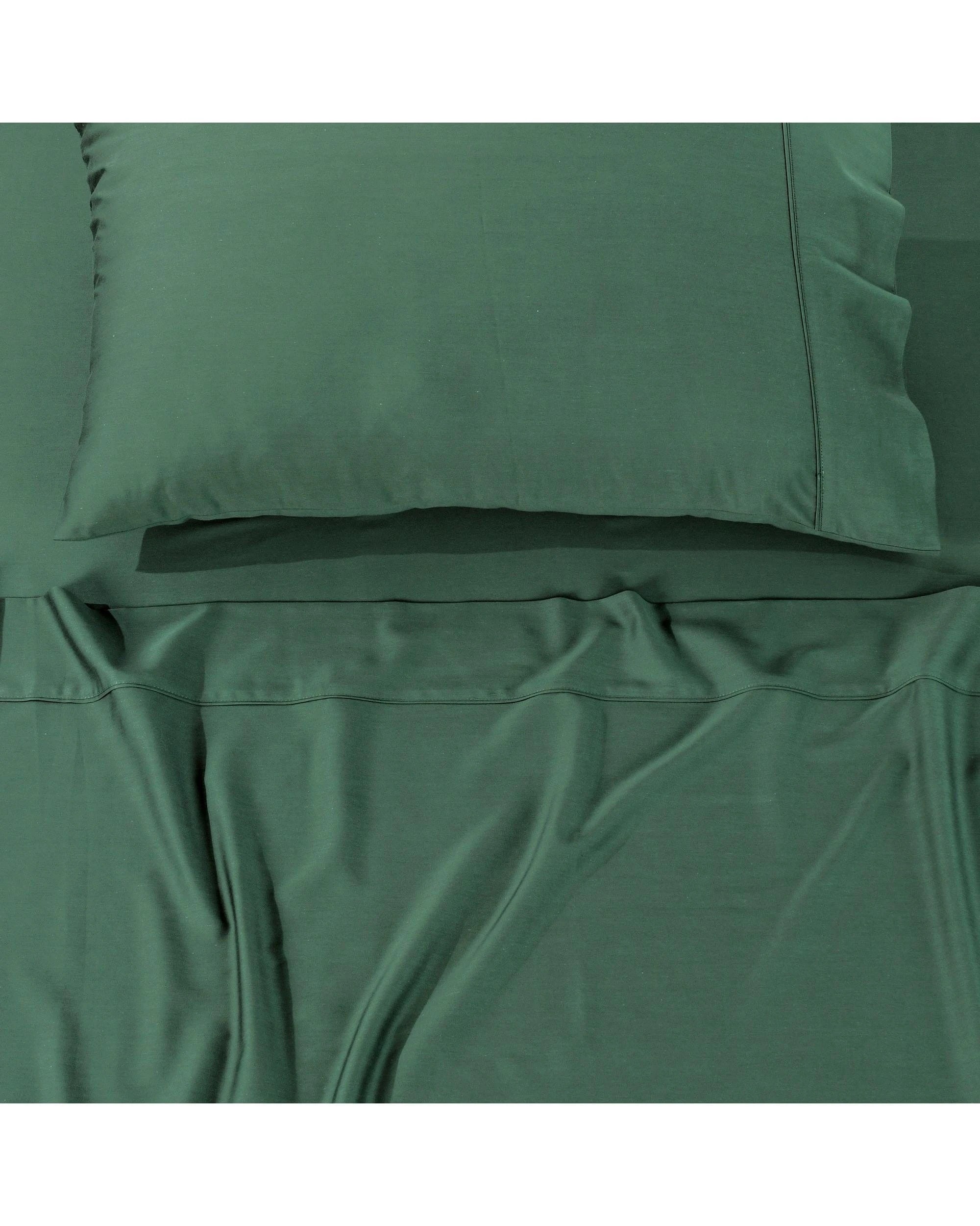 8 Bianca Bedding Rosebank Extra Long Extra Wide Flat 500 Tc Bamboo Cotton Sheet Set - Green - Split King, 8 of 10