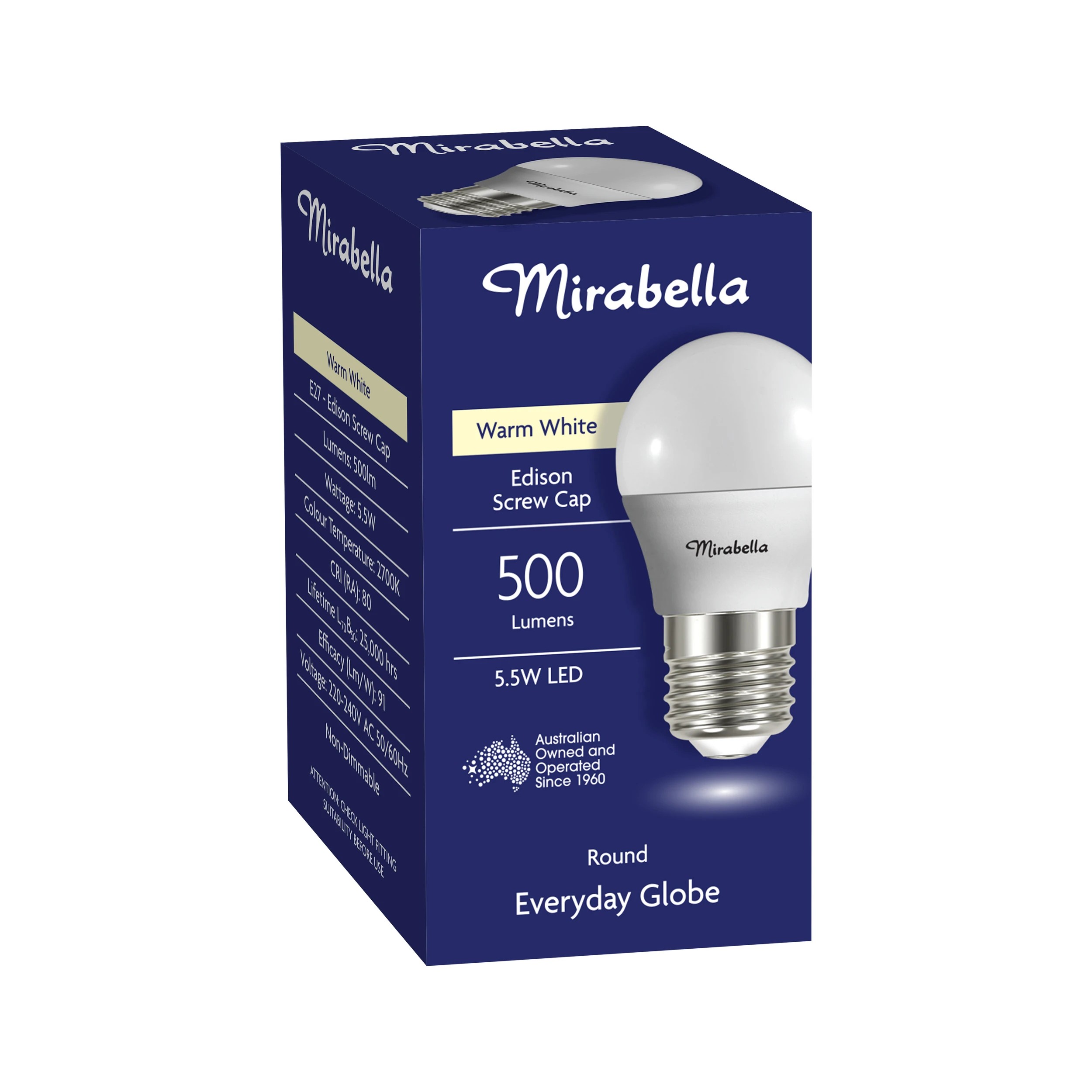 5 Mirabella 5.5W LED Warm White Round Everyday Globe, 5 of 5