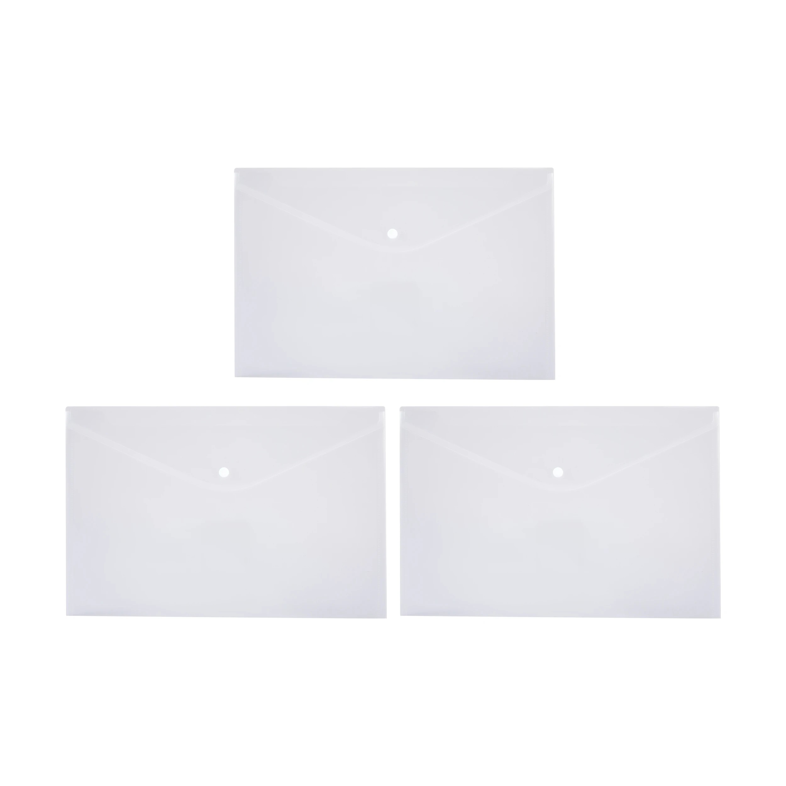 5 3 Pack A4 Button Document Wallet - Clear, 5 of 7