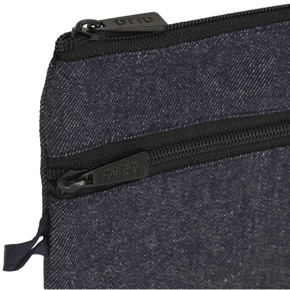 4 Otto Cotton Twin Zip Pencil Case Denim Blue, 4 of 4