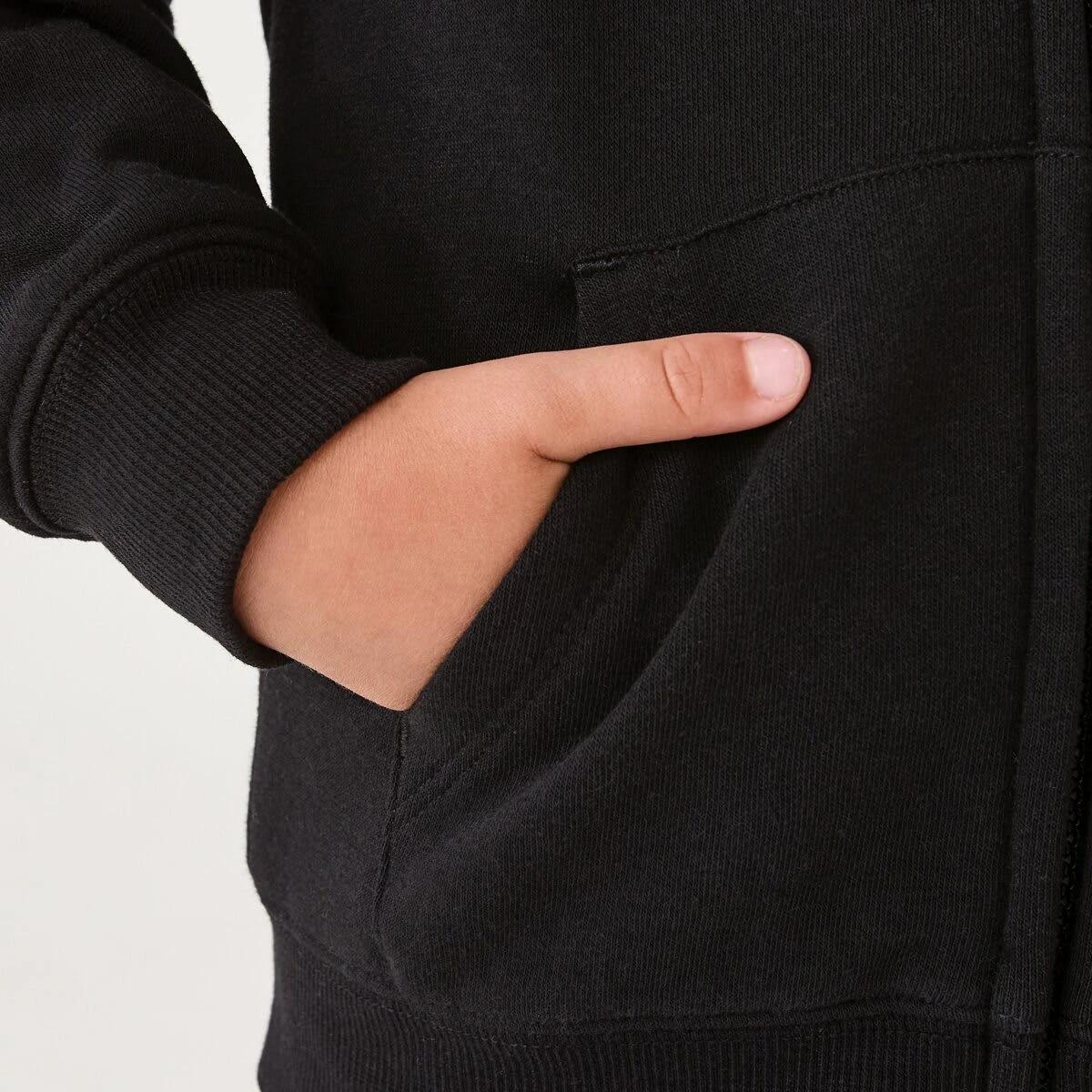 6 Plain Zip Through Hoodie Black, 6 of 10