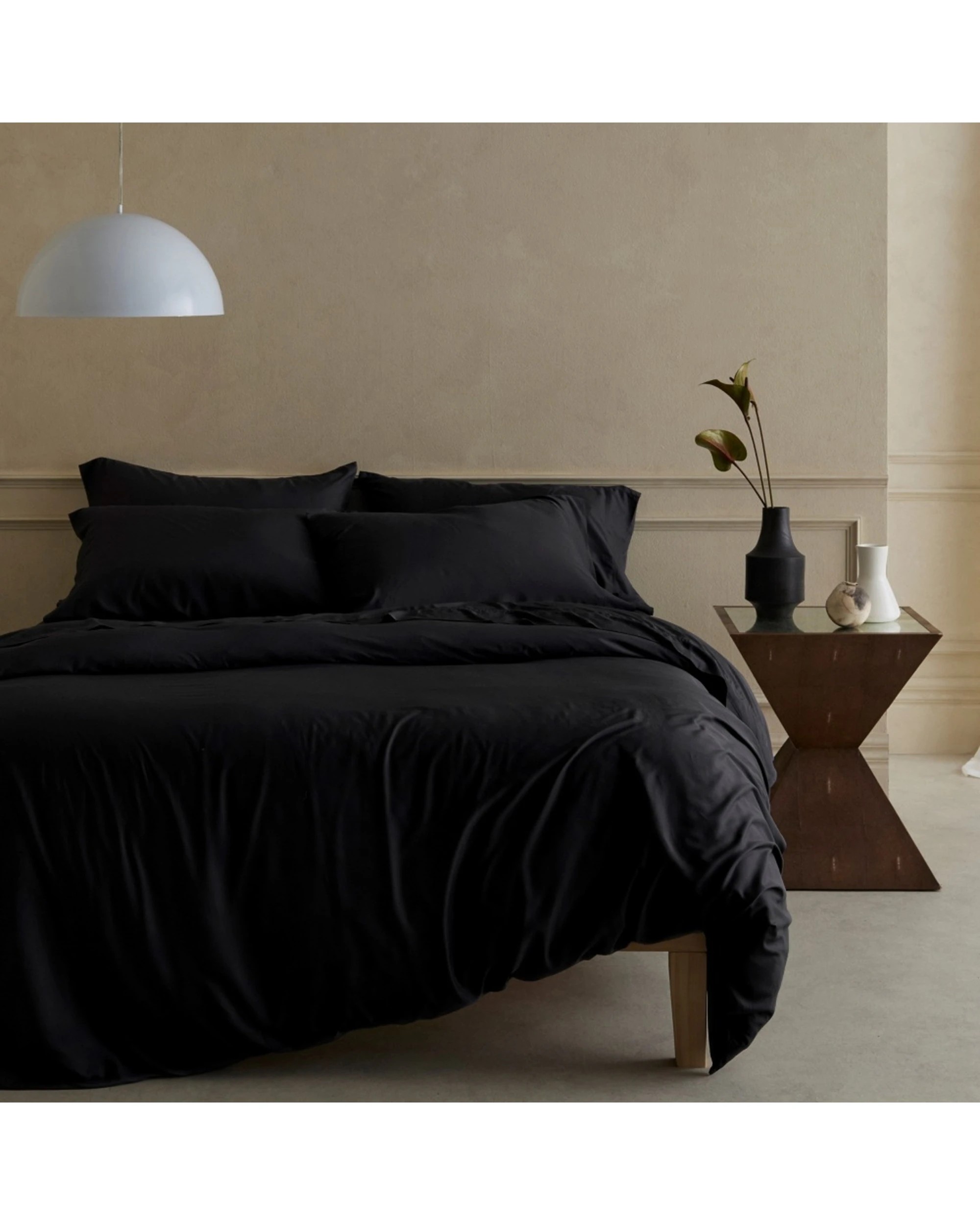1 Bedding Co Organic Bamboo Quilt Cover Set 350TC Luxurious - Single Bed - Black, 1 of 4