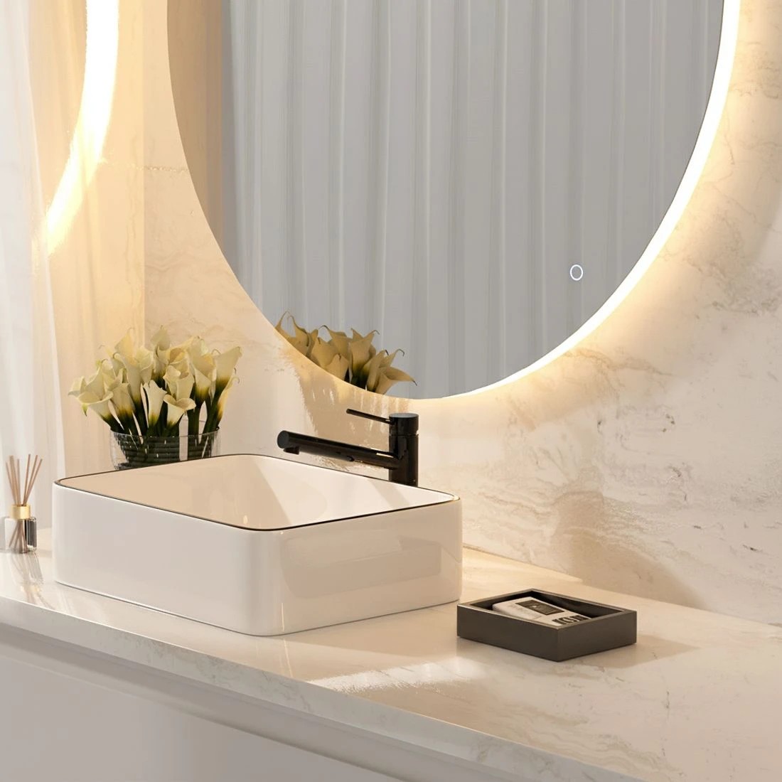 2 Cefito Bathroom Basin Ceramic Vanity Sink Hand Wash Bowl Above Counter - Black, 2 of 4