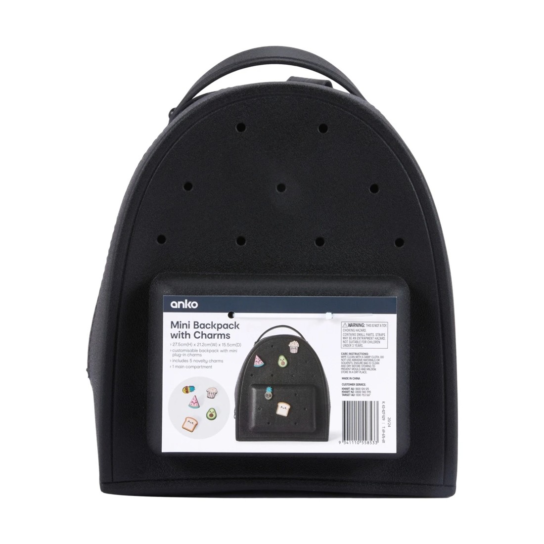 9 Mini Backpack with Charms - Black, 9 of 9
