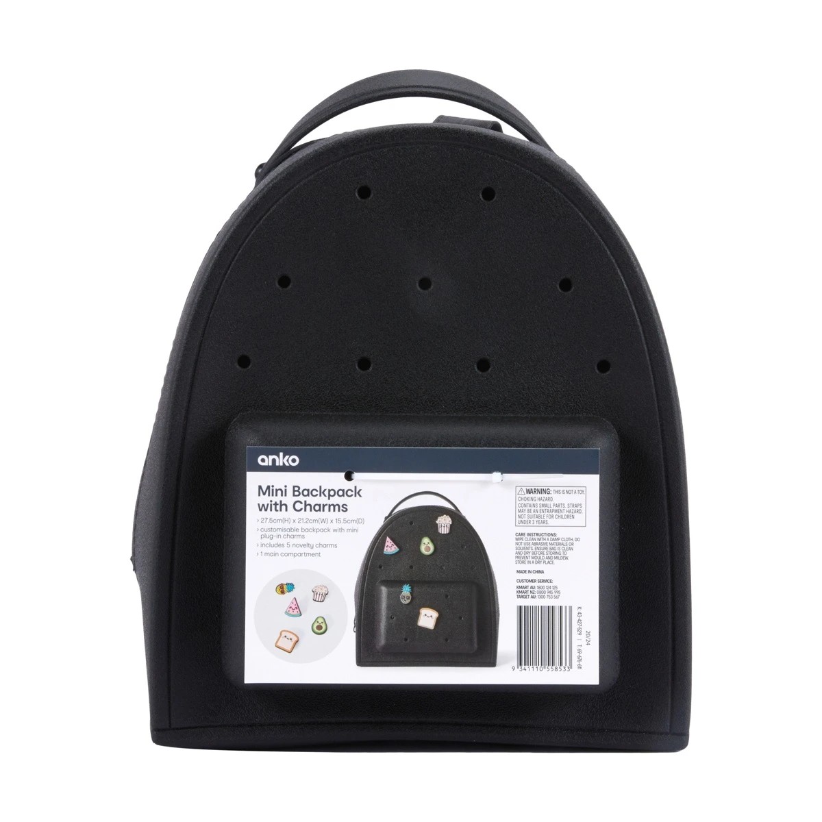 9 Mini Backpack with Charms - Black, 9 of 9