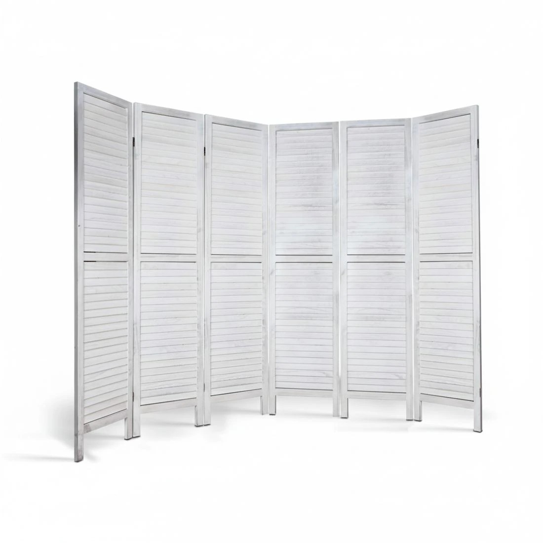 4 Artiss 6 Panel Room Divider Screen 245x170cm Louver - White, 4 of 8
