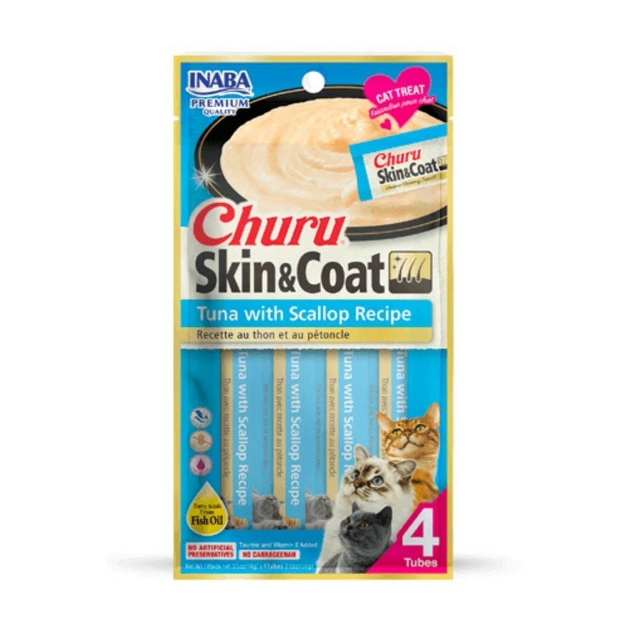 1 Inaba Cat Churu Puree Skin & Coat Tuna Scallop 56g 6pk, 1 of 2