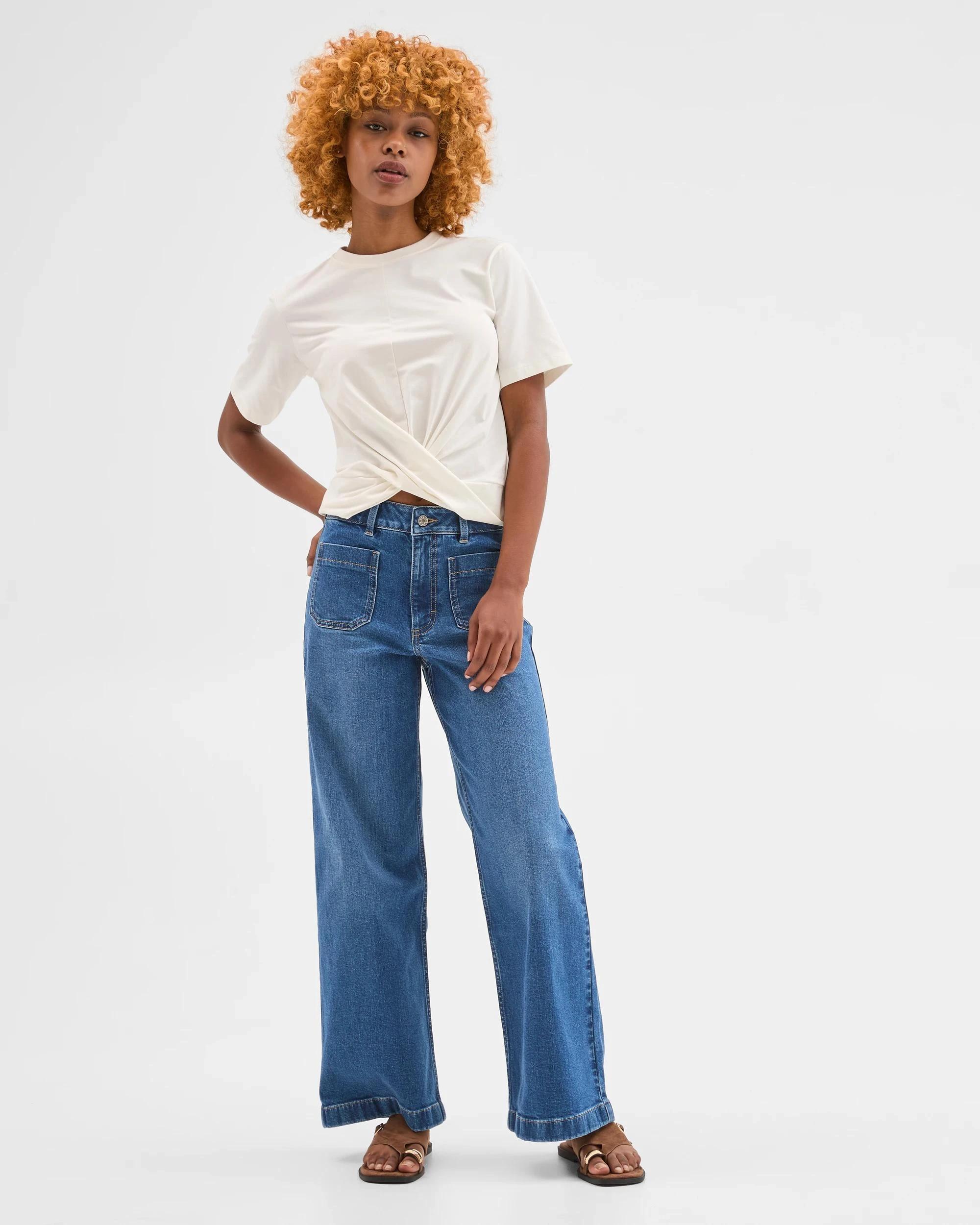 2 Target Petites Petites Short Sleeve Twist Front T-Shirt CLOUD DANCER, 2 of 5