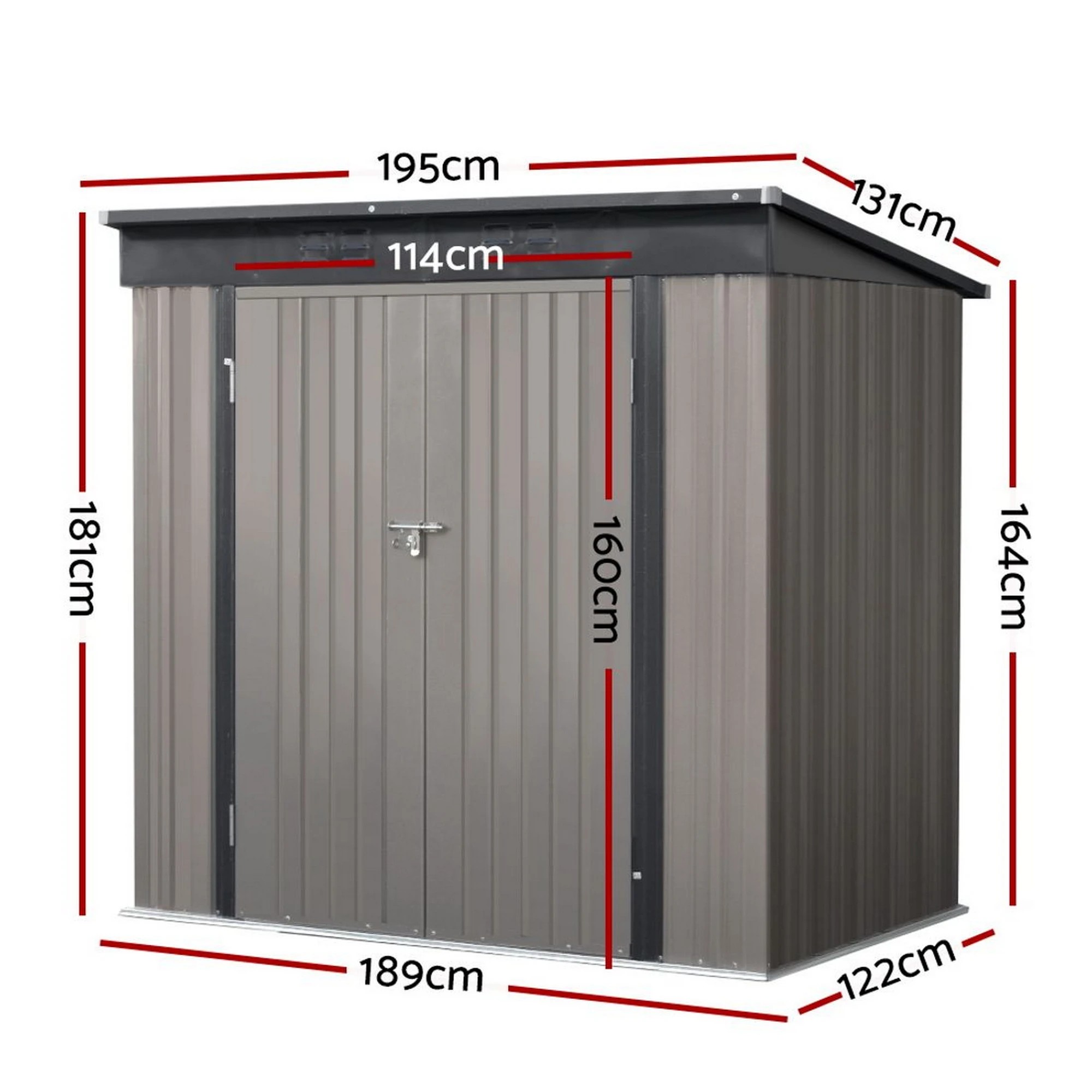 3 Giantz Garden Shed heds Outdoor Storage Steel Workshop House Tool Double Door - Brown, 3 of 7