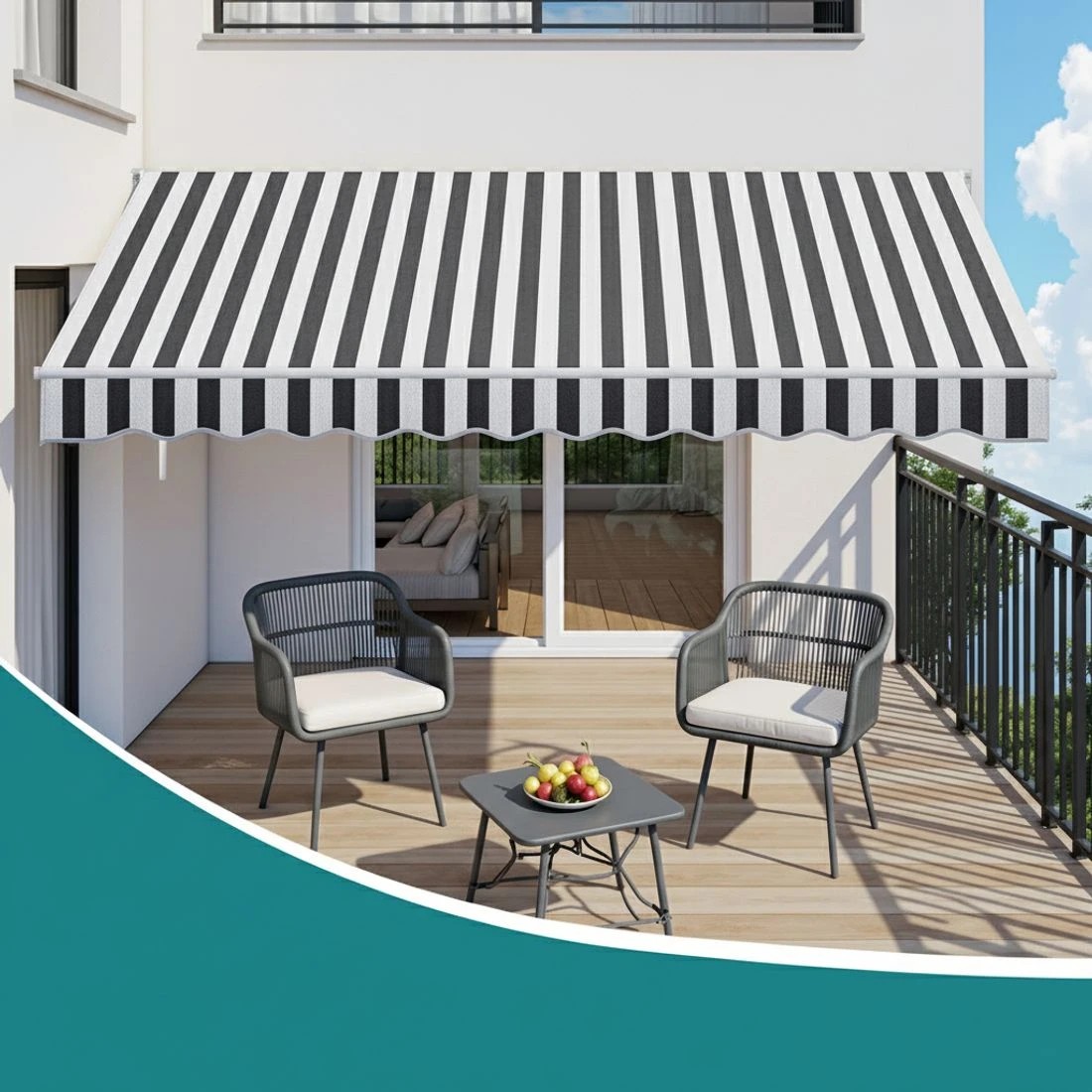 6 Instahut Retractable Folding Arm Awning Motorised Sunshade 5Mx3M - Multi, 6 of 7