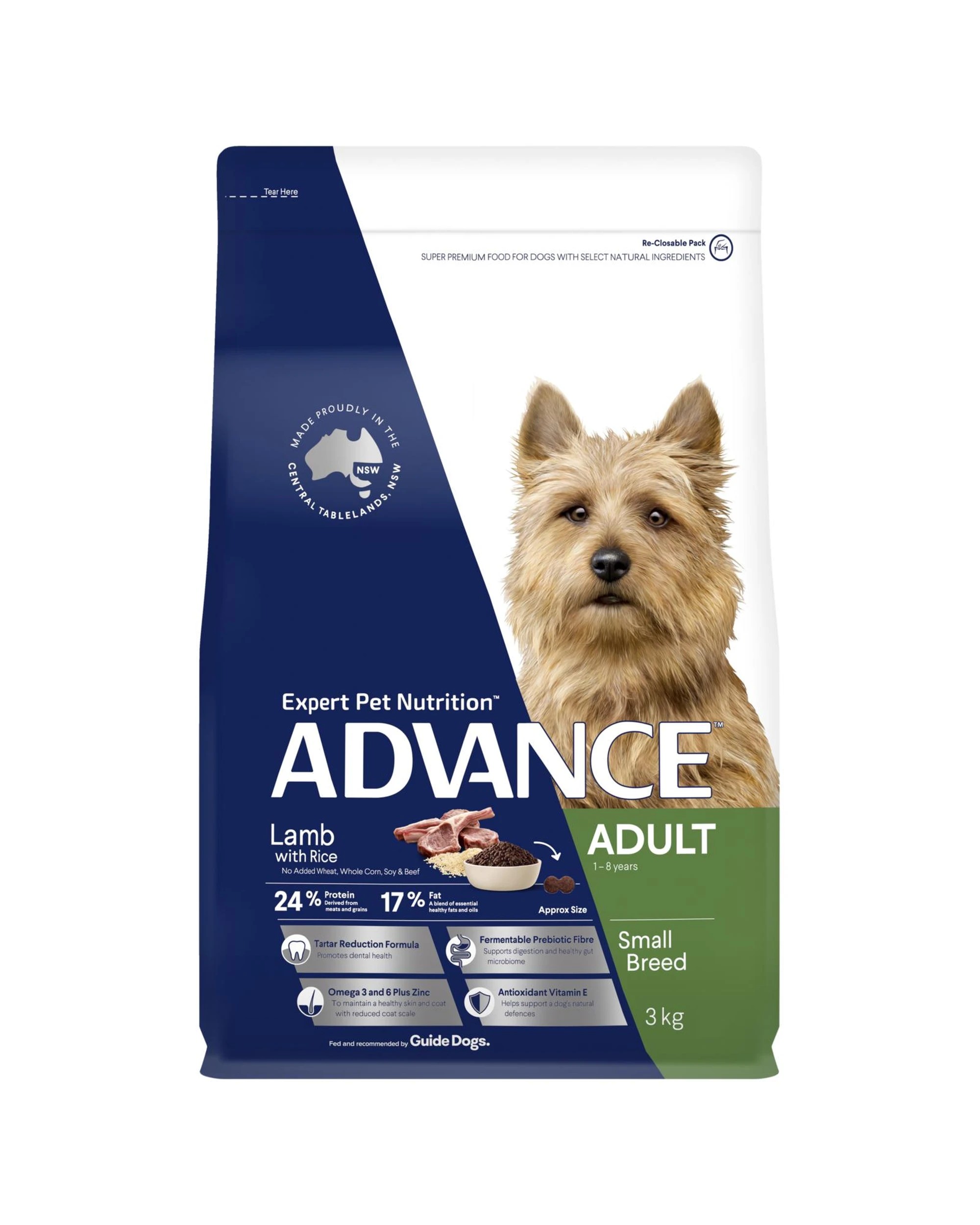 2 Advance Adult Small Breed Dry Dog Food Lamb w/ Rice 3kg, 2 of 3