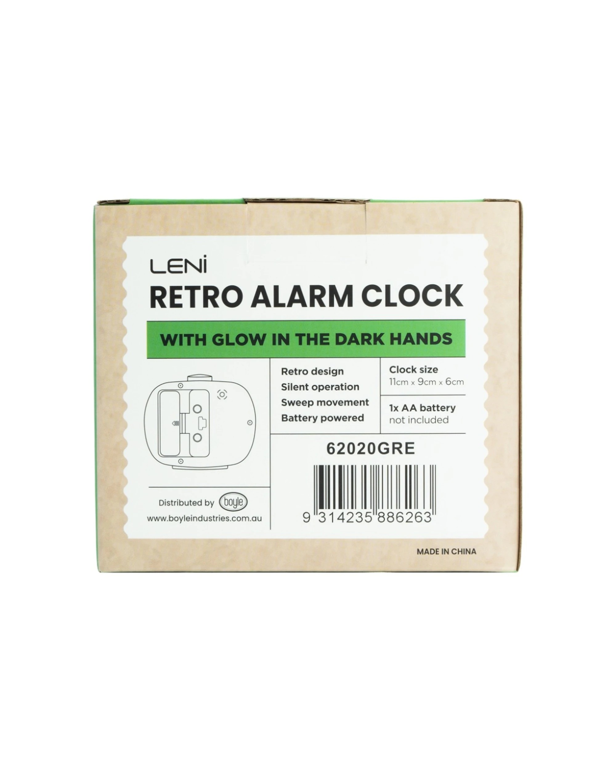7 Leni Retro 9cm Alarm Clock Luminescent Hands Audible Beep-Beep Alarm - Green, 7 of 7