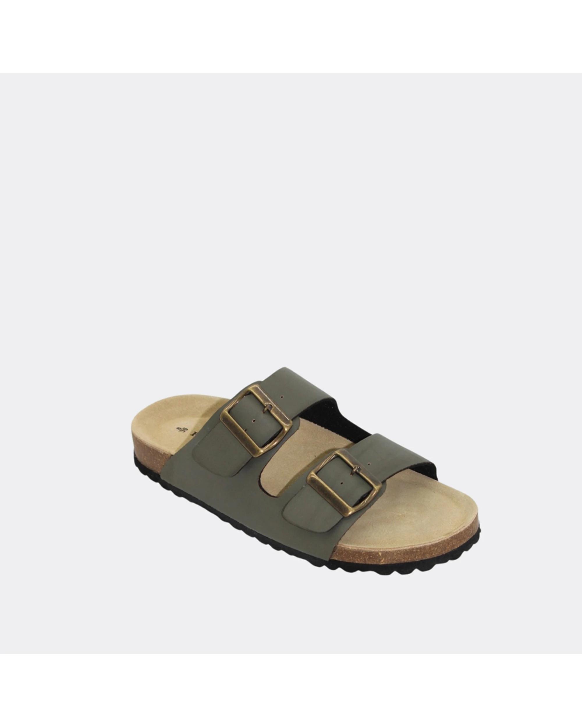 3 Human Shoes Ibiza Women's Slip On Sandals Double Buckle Ocelot VINTAGE GREEN, 3 of 7