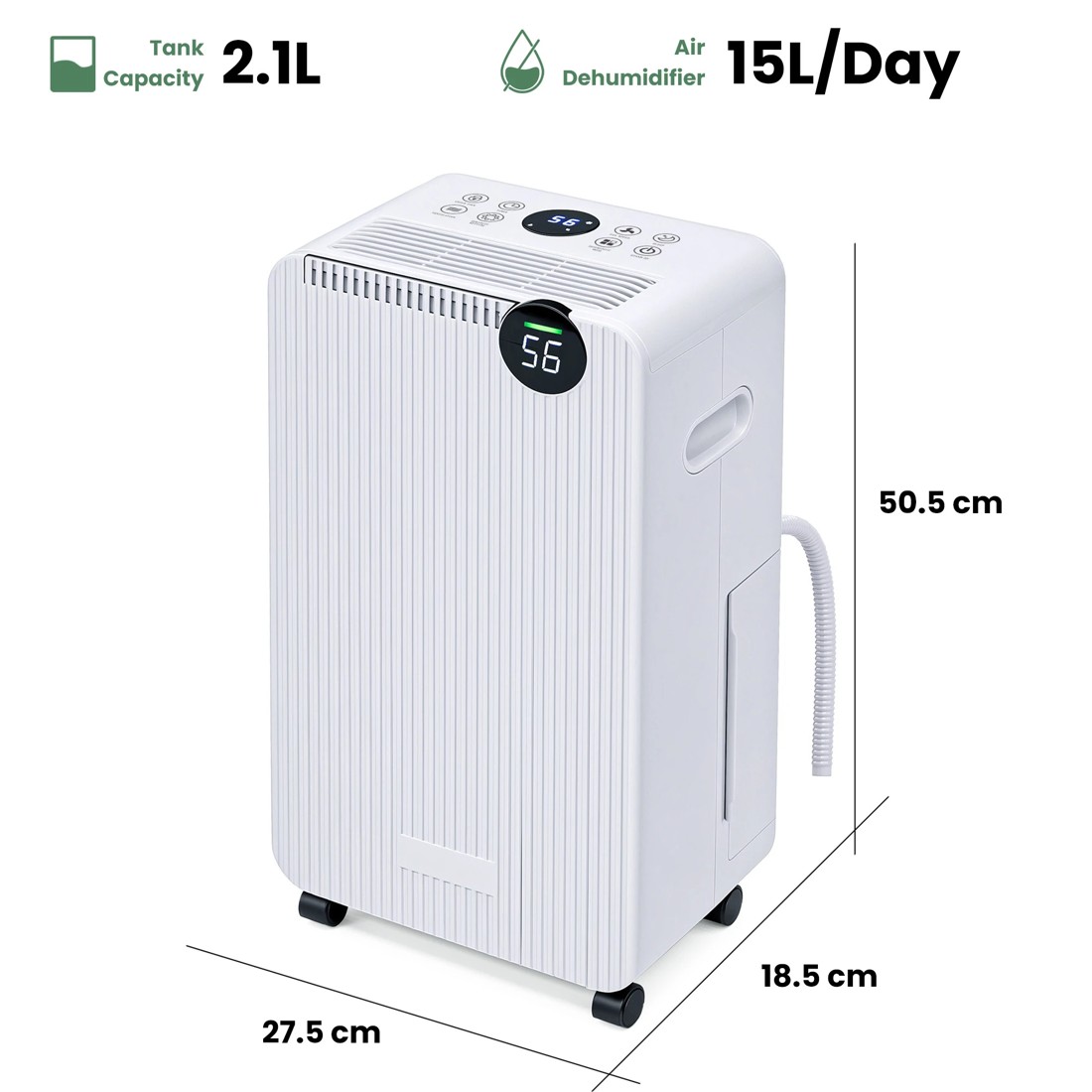 7 ADVWIN 15L Compact Air Dehumidifiers Air Purifier with Drain Hose White, 7 of 7