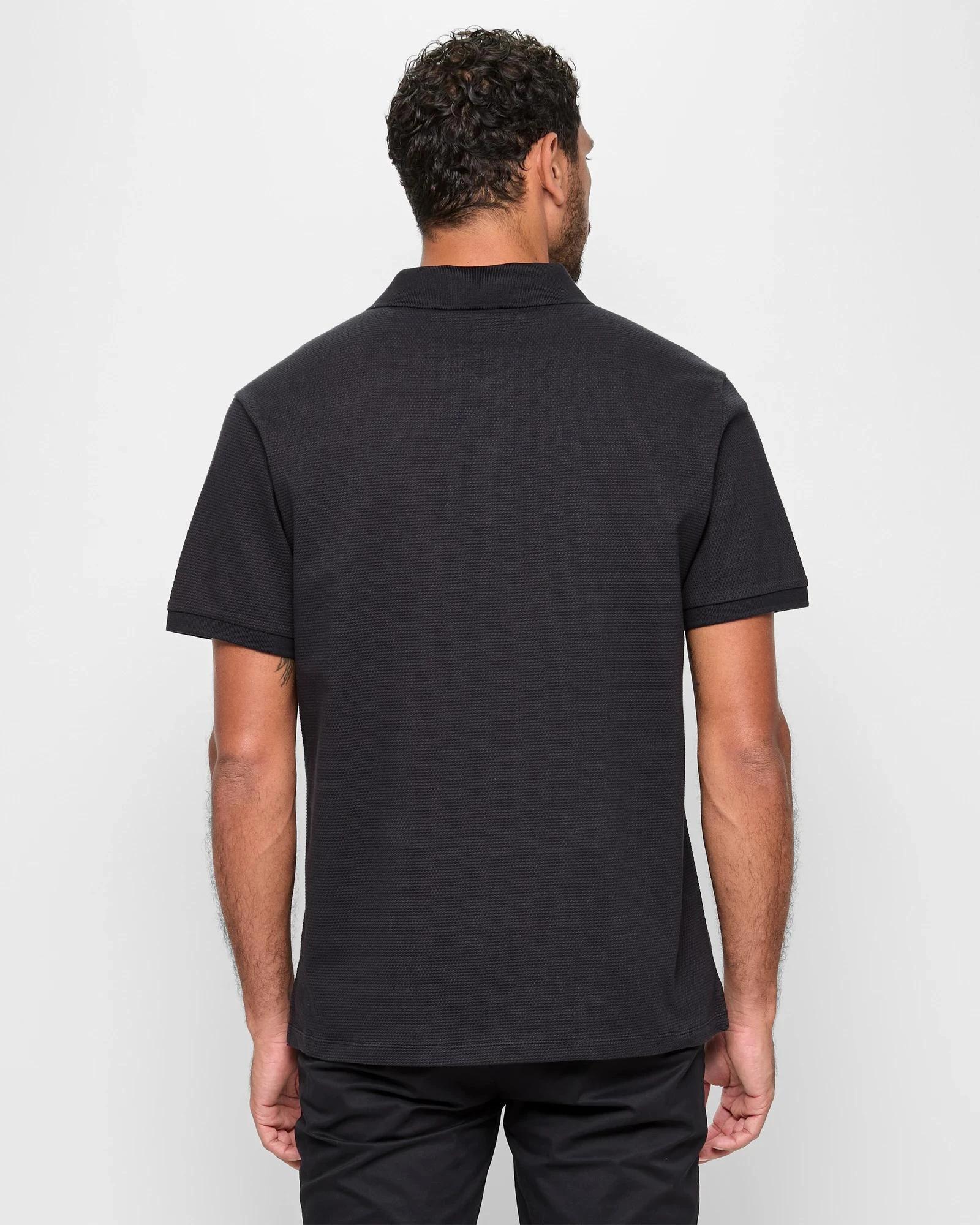 4 Australian Cotton Textured Polo Top - Preview BLACK, 4 of 5
