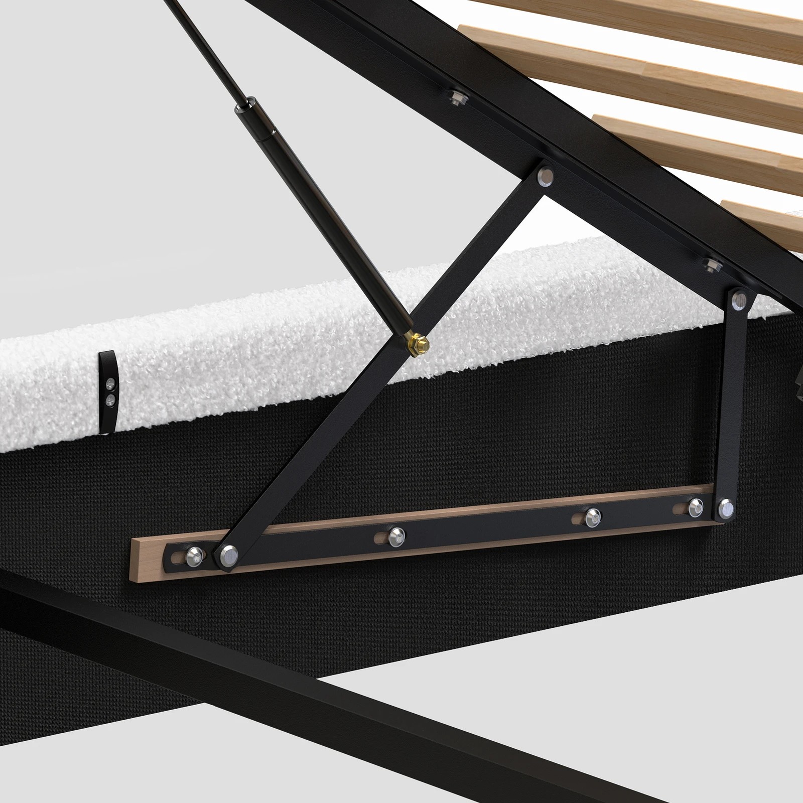 9 Alfordson Bed Frame King Single Gas Lift Storage Mattress Base Boucle Wilbur - White, 9 of 10